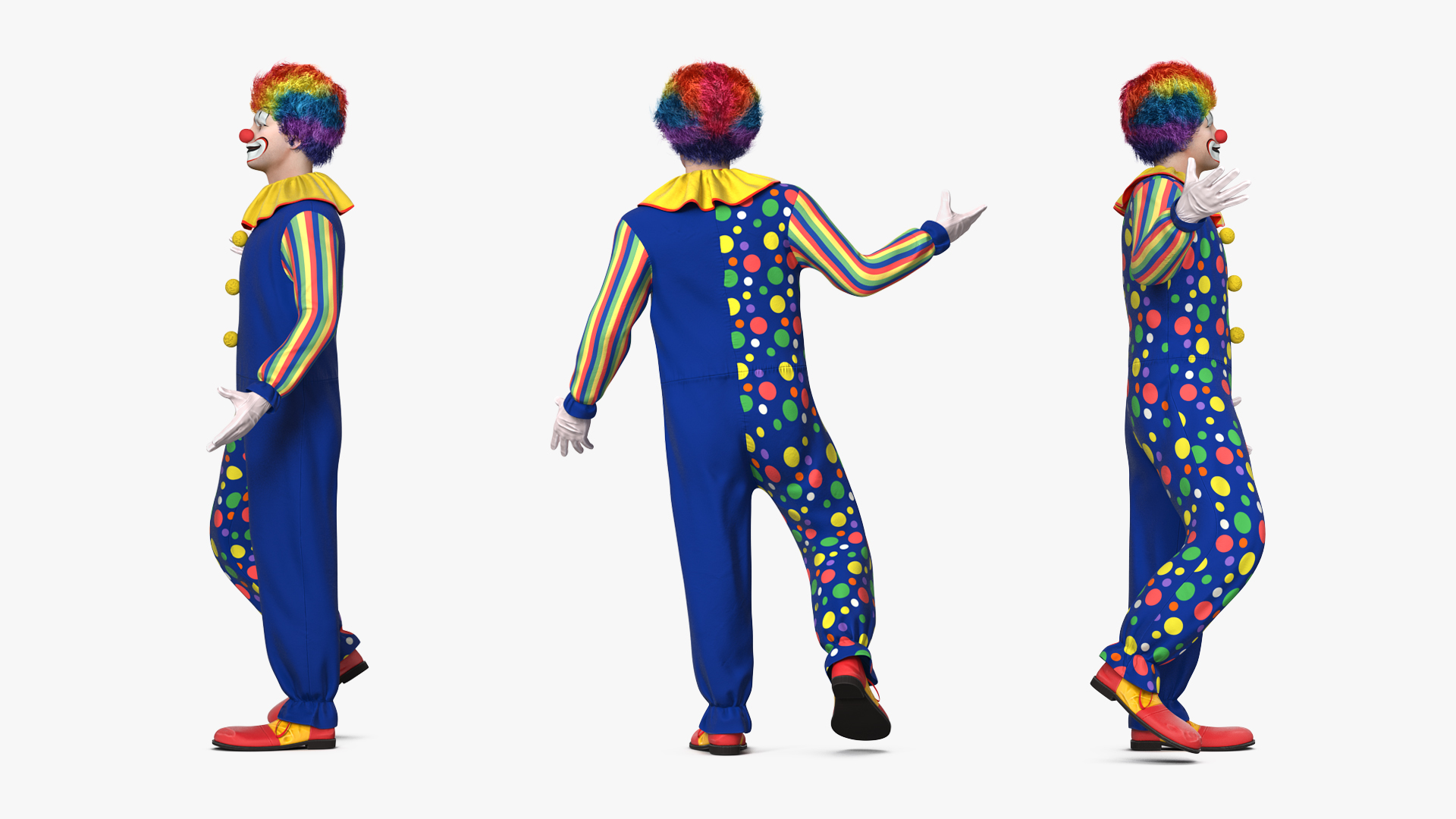 3D Circus Clown Costume Standing Pose Fur model