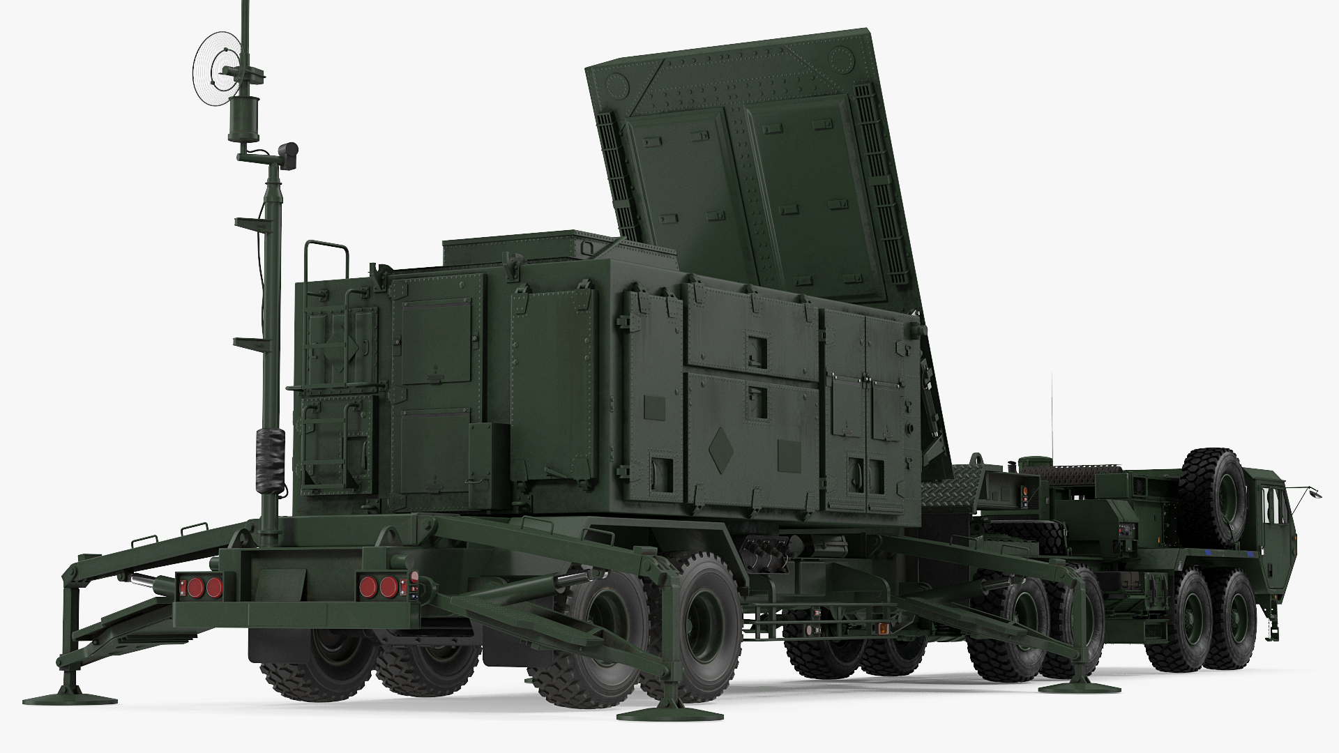3D HEMTT M985 with Patriot Radar AN MPQ53 Green Rigged