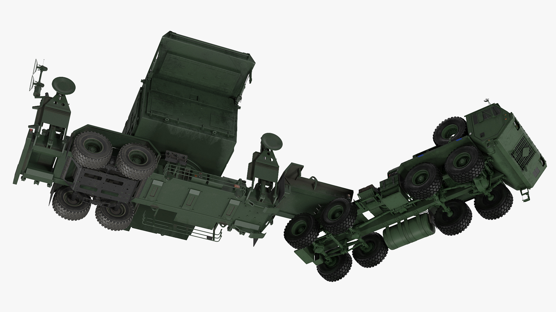 3D HEMTT M985 with Patriot Radar AN MPQ53 Green Rigged