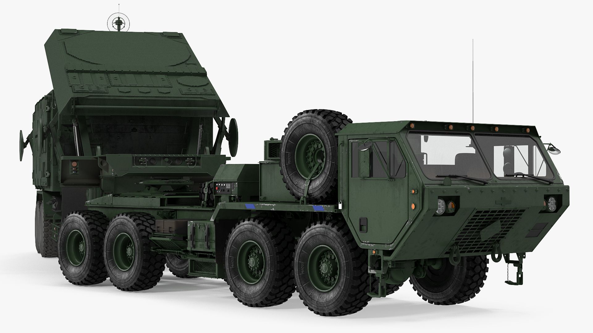 3D HEMTT M985 with Patriot Radar AN MPQ53 Green Rigged