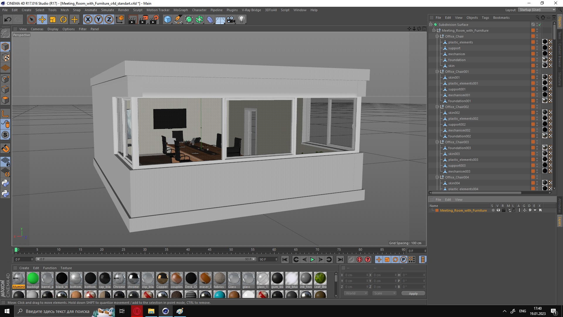 Meeting Room with Furniture 3D