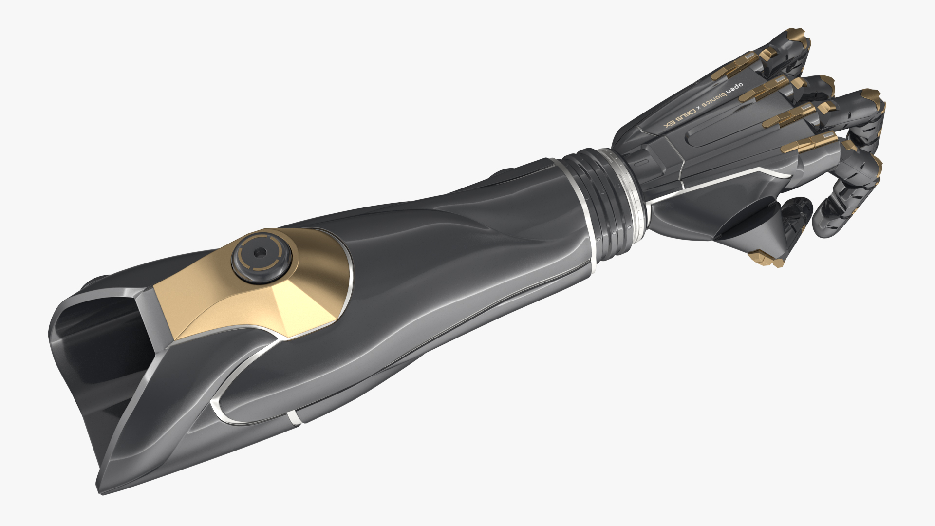 Black Metal Prosthetic Arm Rigged for Maya 3D