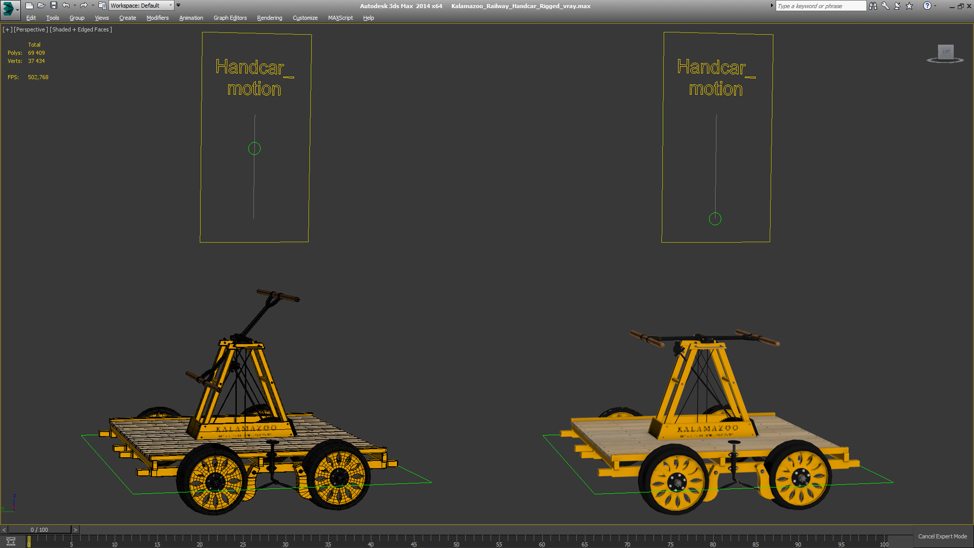 Kalamazoo Railway Handcar Rigged 3D