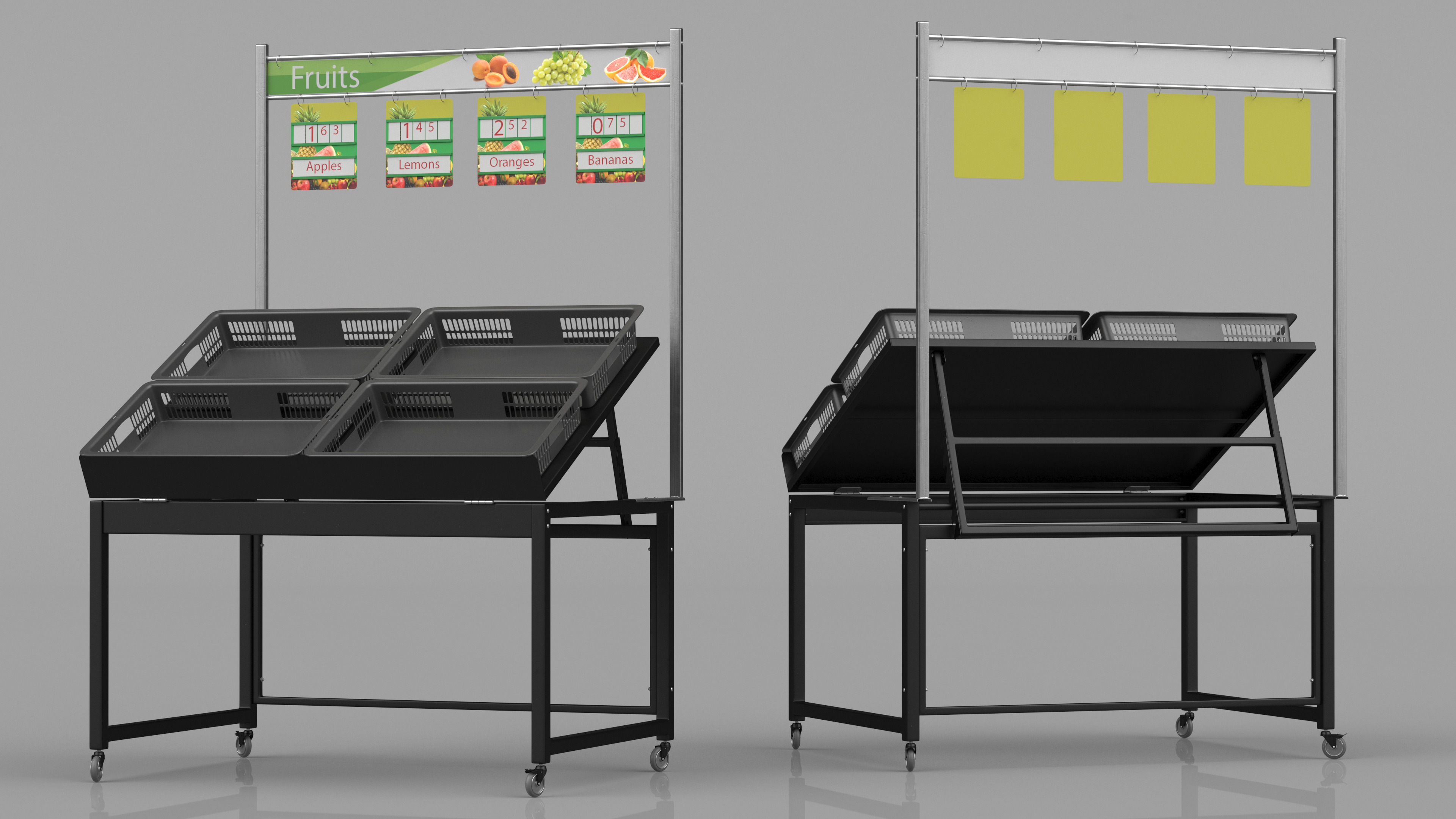 Fruit Display Rack with Price Tags 3D model