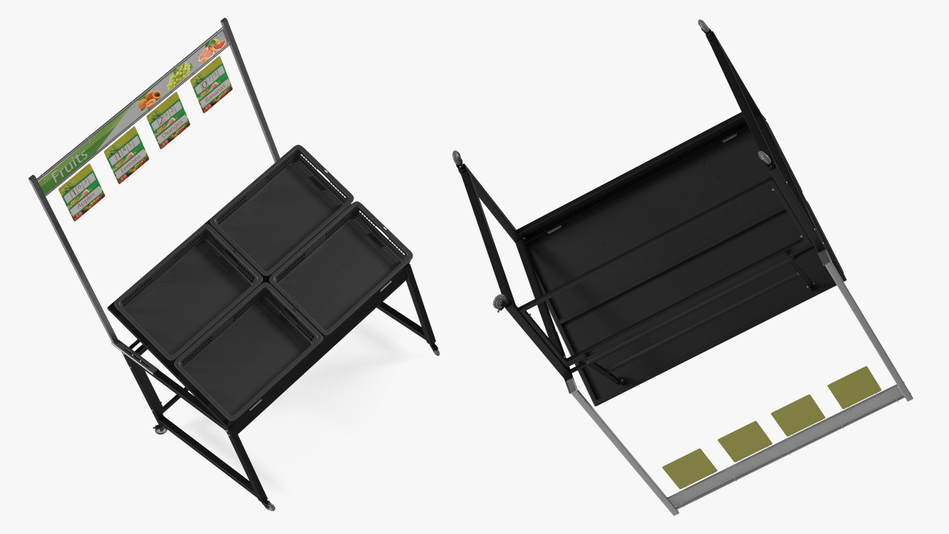 Fruit Display Rack with Price Tags 3D model