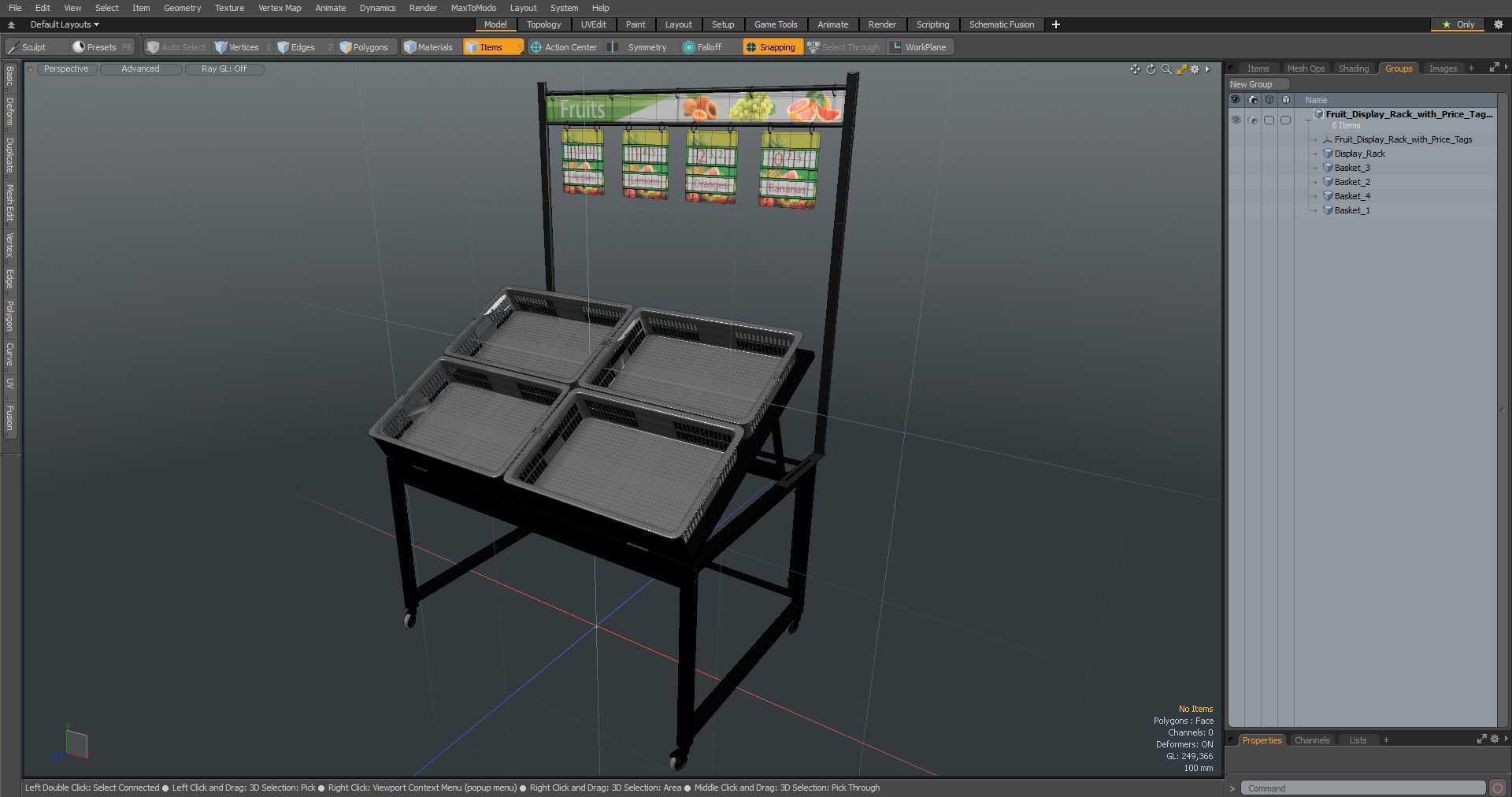 Fruit Display Rack with Price Tags 3D model