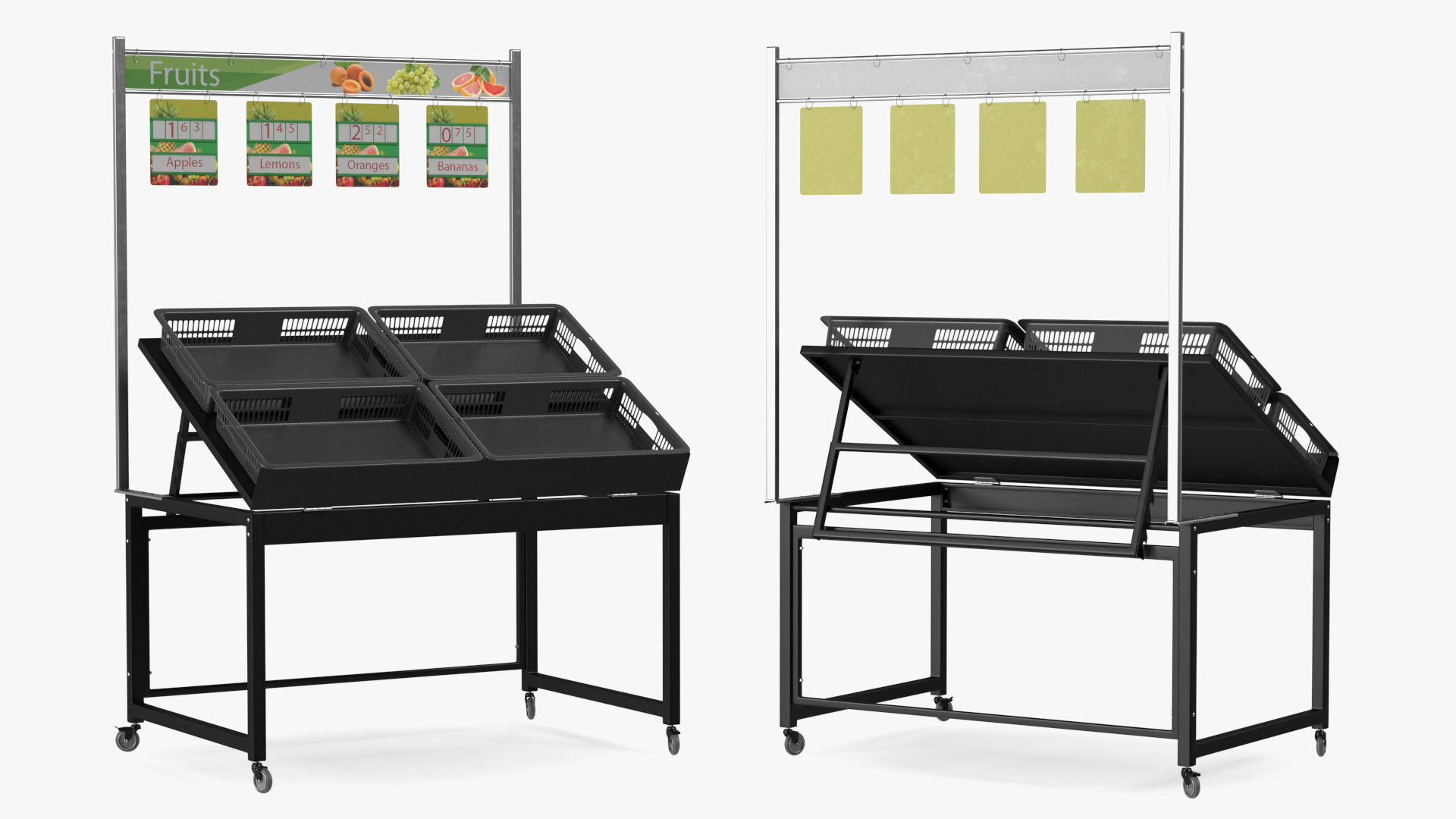 Fruit Display Rack with Price Tags 3D model