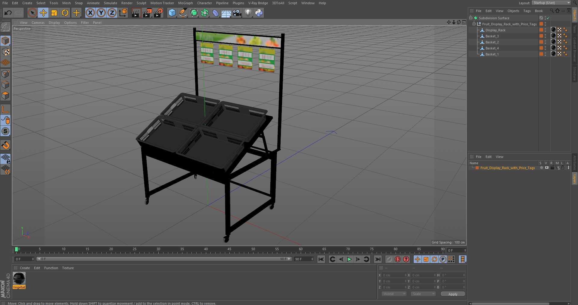 Fruit Display Rack with Price Tags 3D model