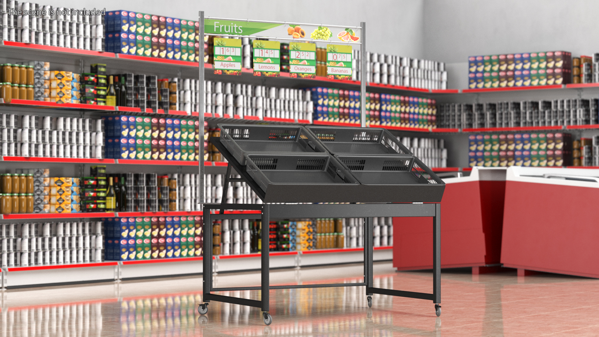 Fruit Display Rack with Price Tags 3D model