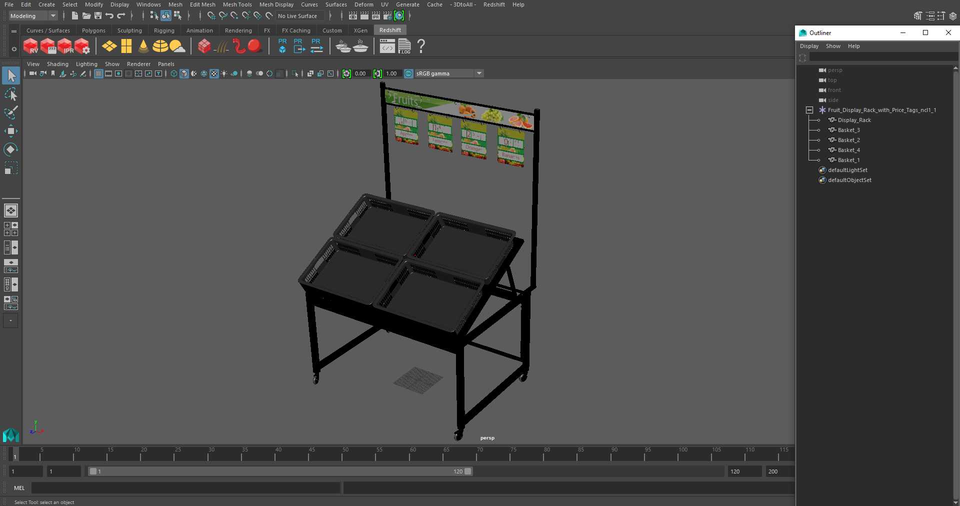 Fruit Display Rack with Price Tags 3D model