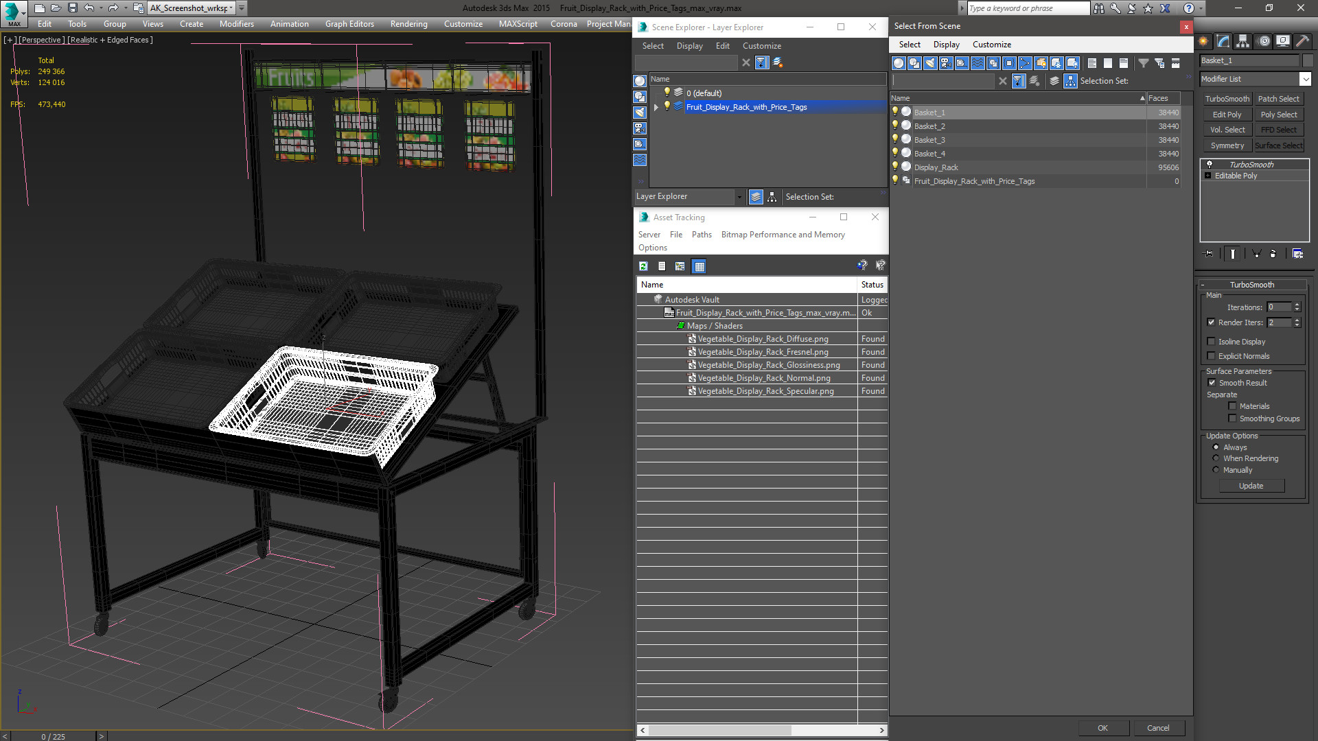 Fruit Display Rack with Price Tags 3D model