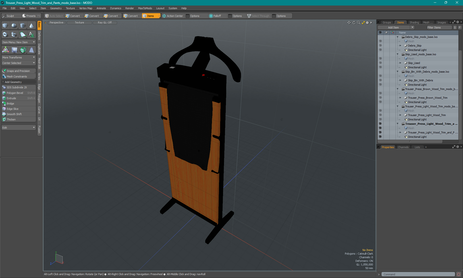 Trouser Press Light Wood Trim and Pants 3D model