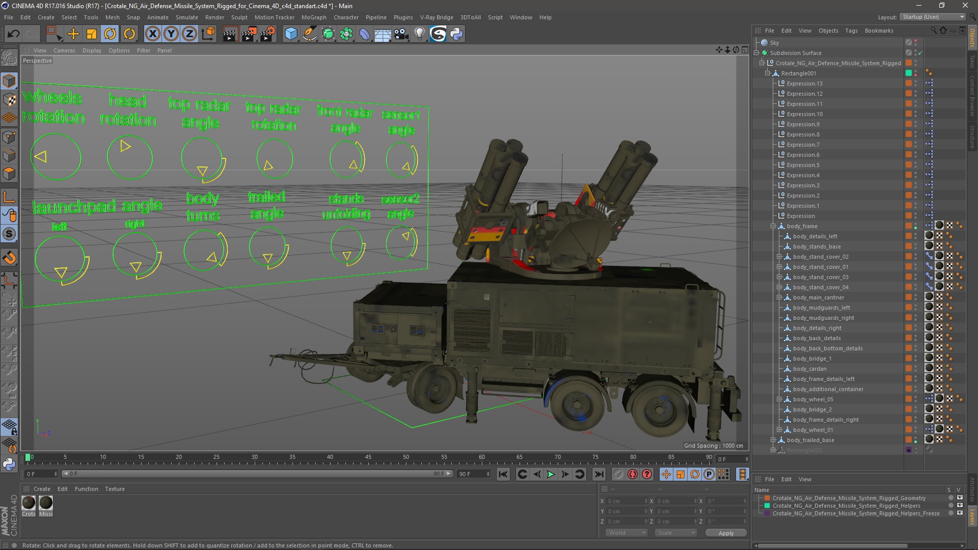 3D Crotale NG Air Defense Missile System Rigged for Cinema 4D model