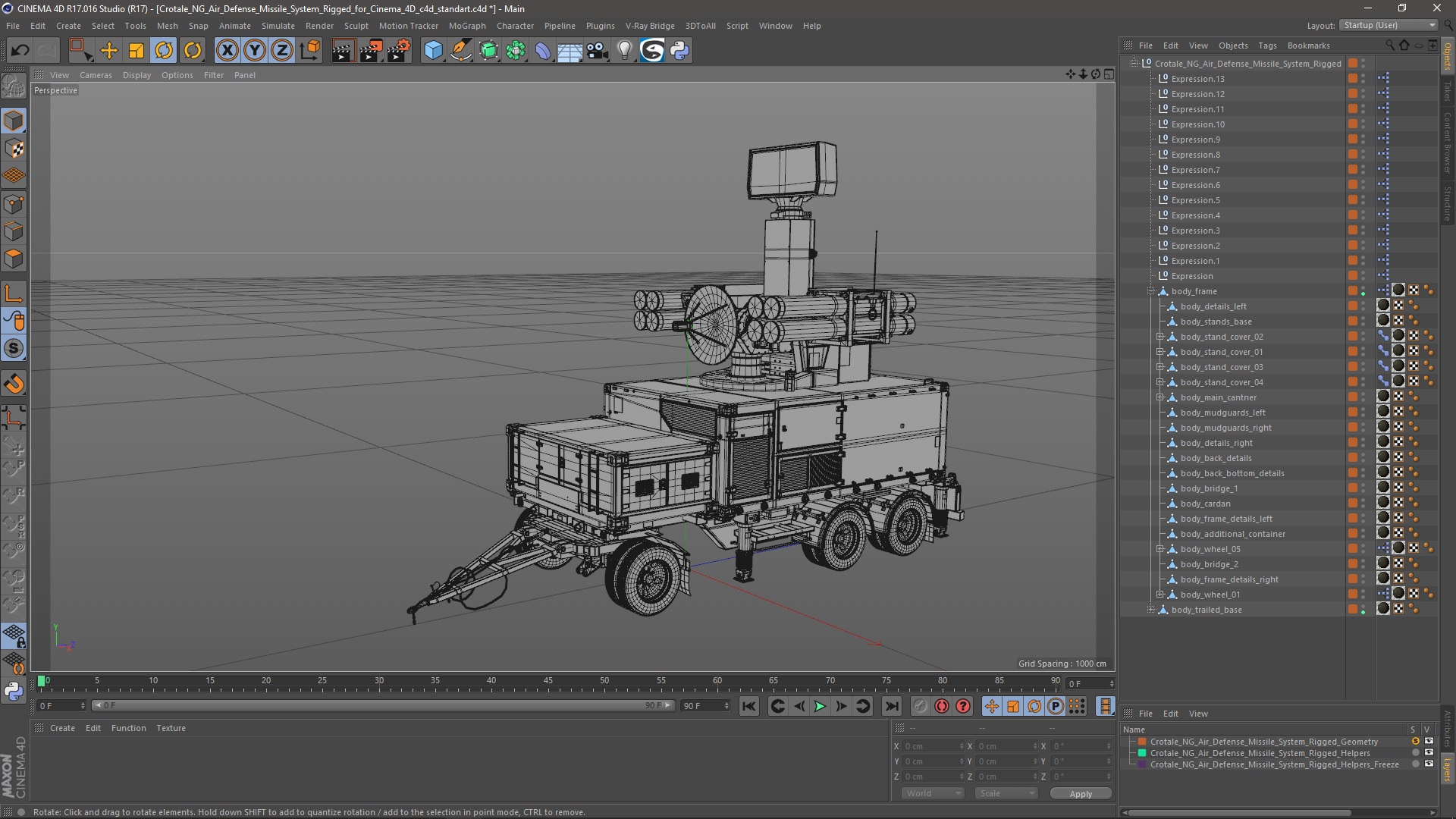 3D Crotale NG Air Defense Missile System Rigged for Cinema 4D model