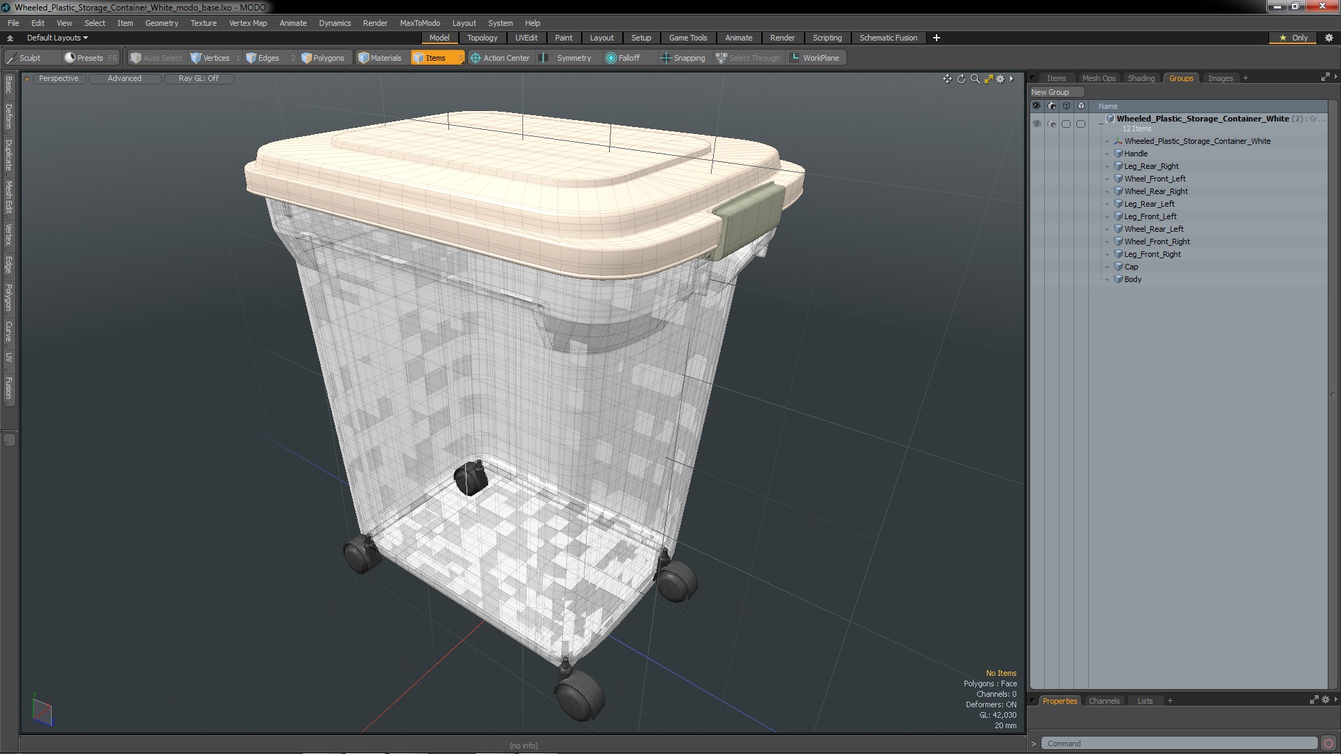 Wheeled Plastic Storage Container White 3D model