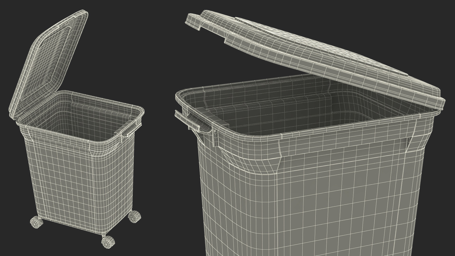 Wheeled Plastic Storage Container White 3D model