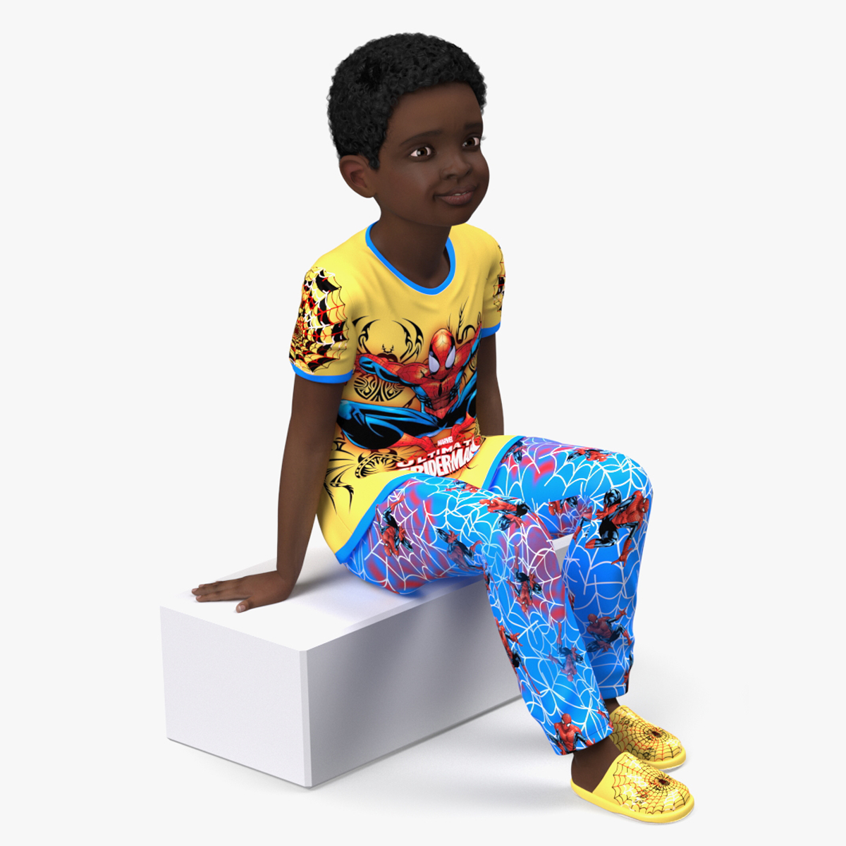Black Child Boy Home Style Rigged for Cinema 4D 3D