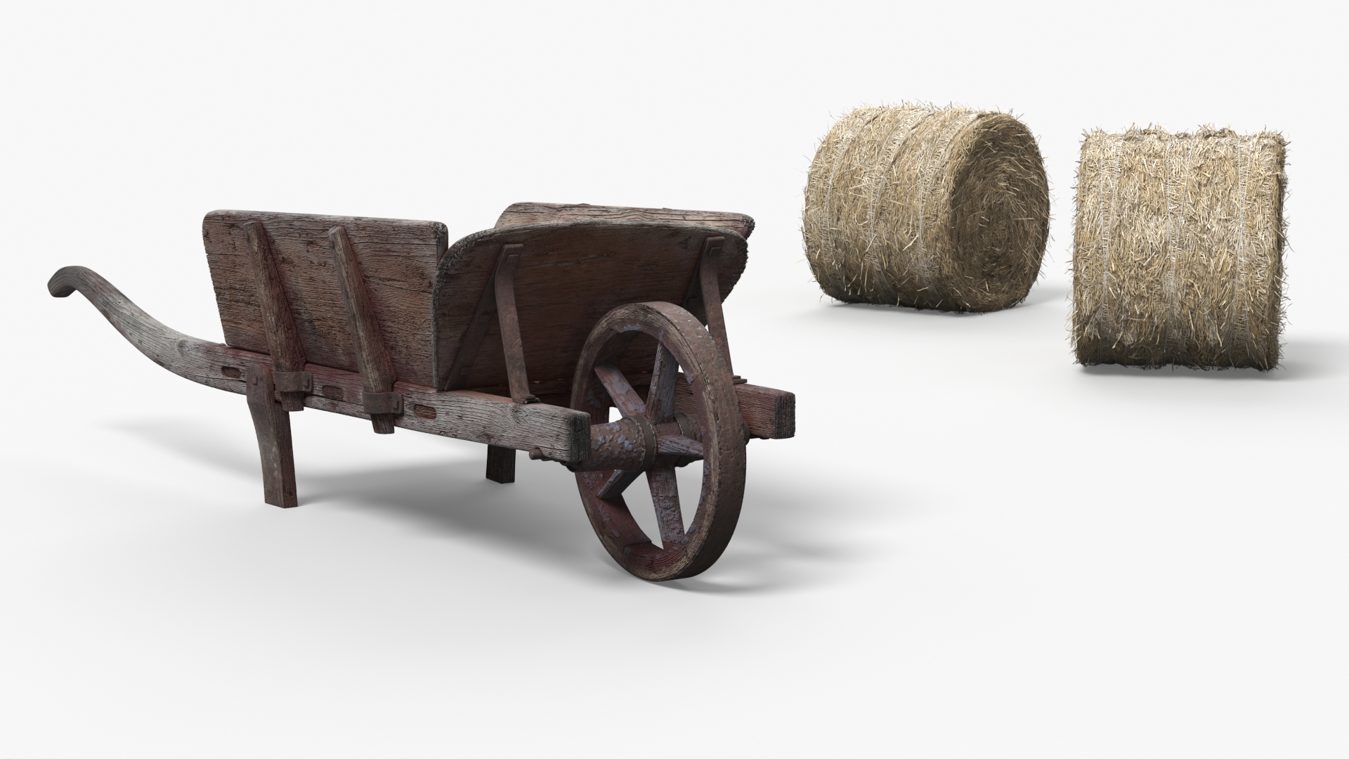 Wooden Wheelbarrow with Hay Bales Brown - view 6