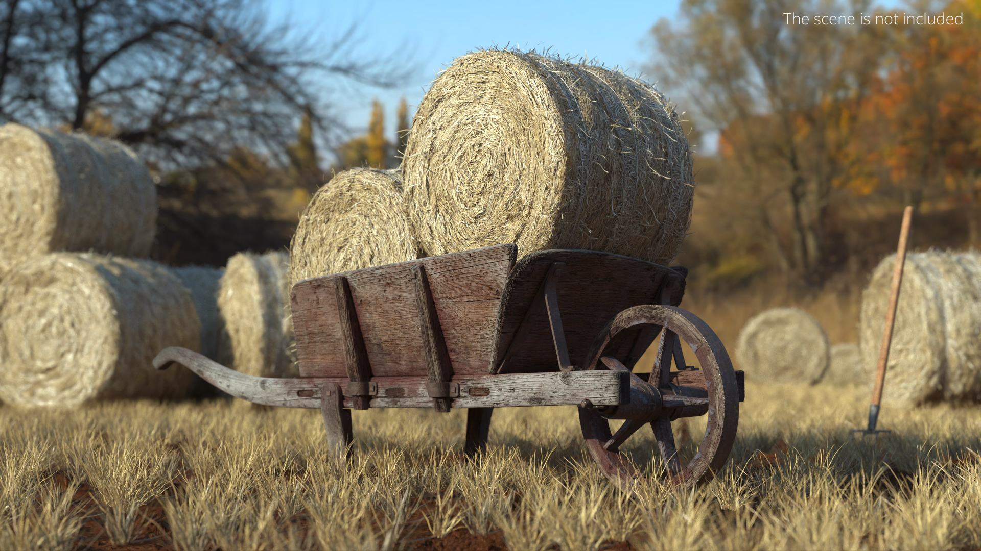 Wooden Wheelbarrow with Hay Bales Brown - view 2