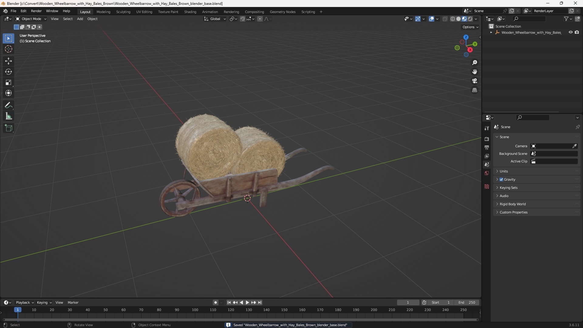 Wooden Wheelbarrow with Hay Bales Brown - view 10