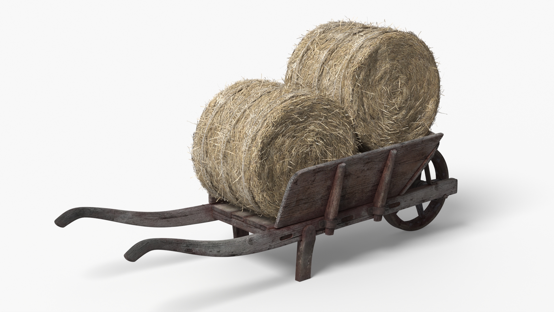 Wooden Wheelbarrow with Hay Bales Brown - view 3