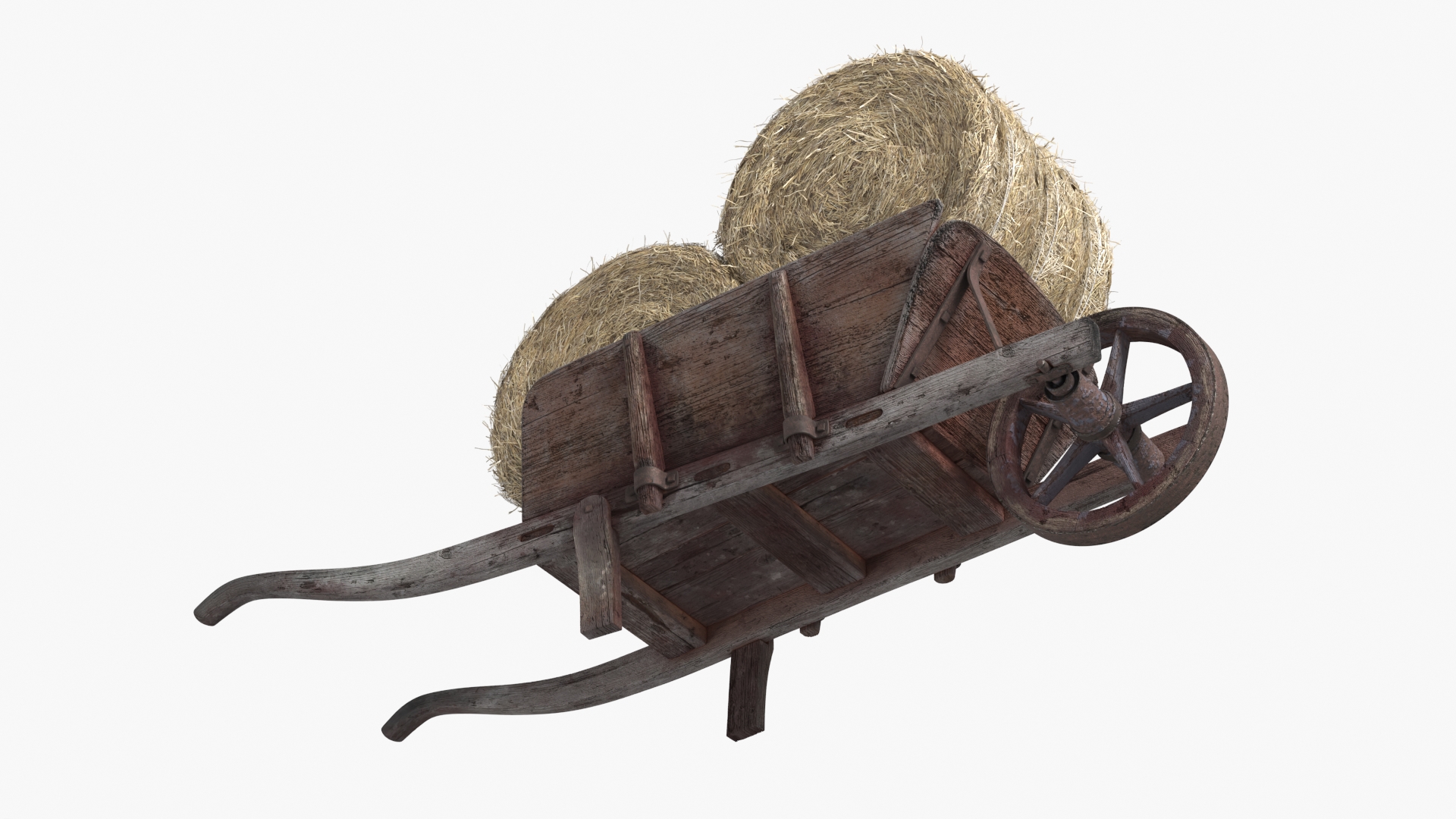Wooden Wheelbarrow with Hay Bales Brown - view 5