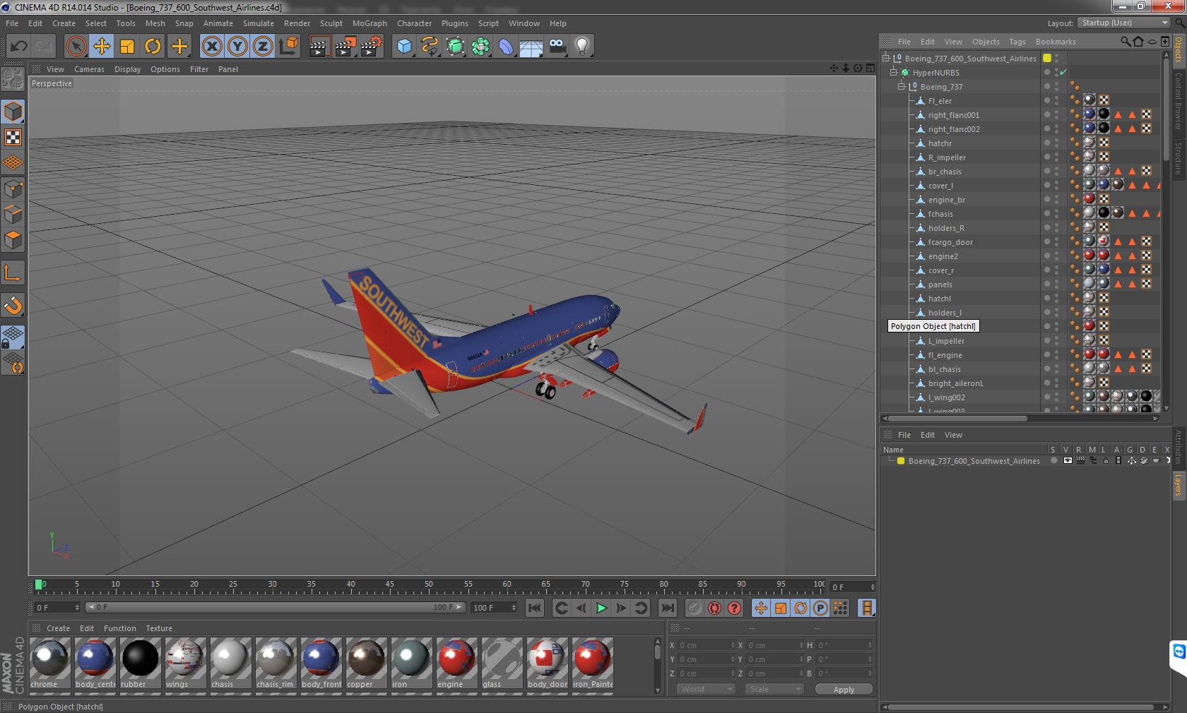 3D Boeing 737 600 Southwest Airlines model