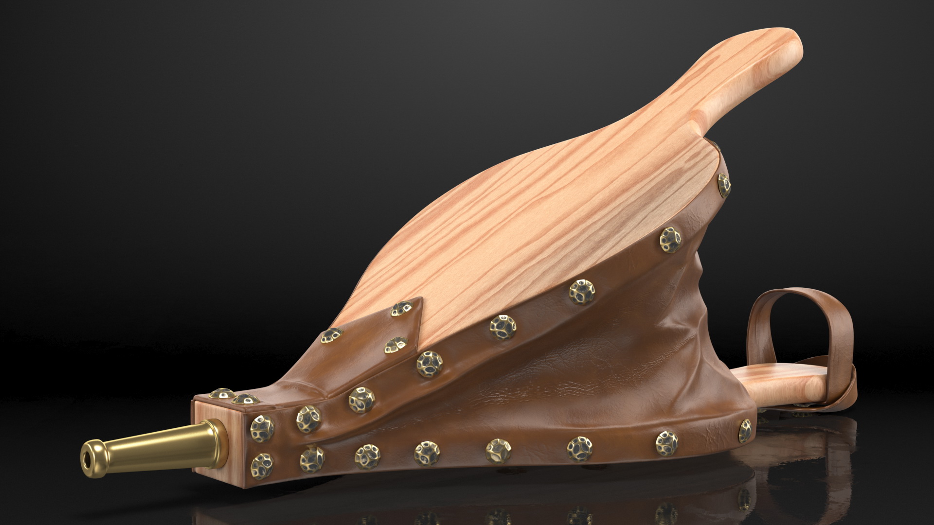 3D Brown Wood Fireplace Bellows model