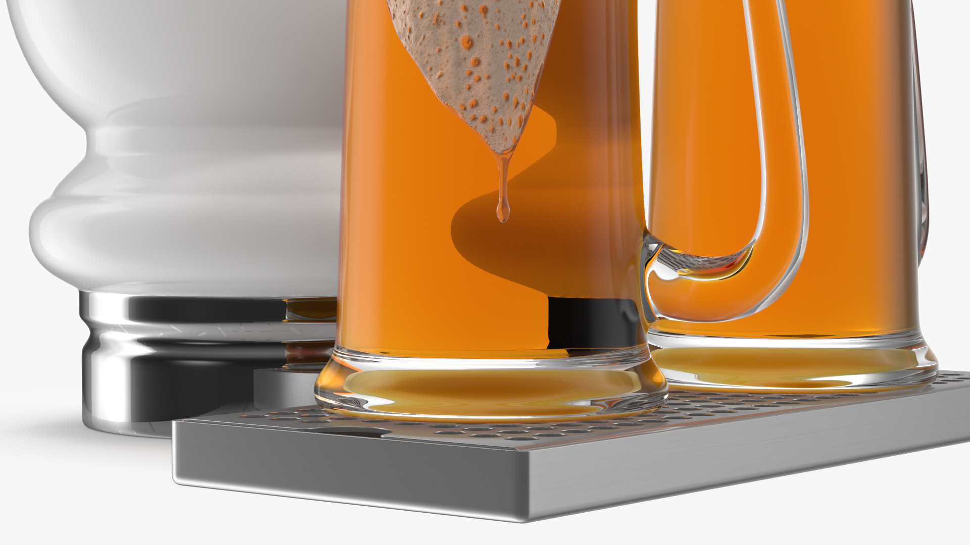 3D Ceramic Double Faucet Draft Beer Tower with Beer Mugs model