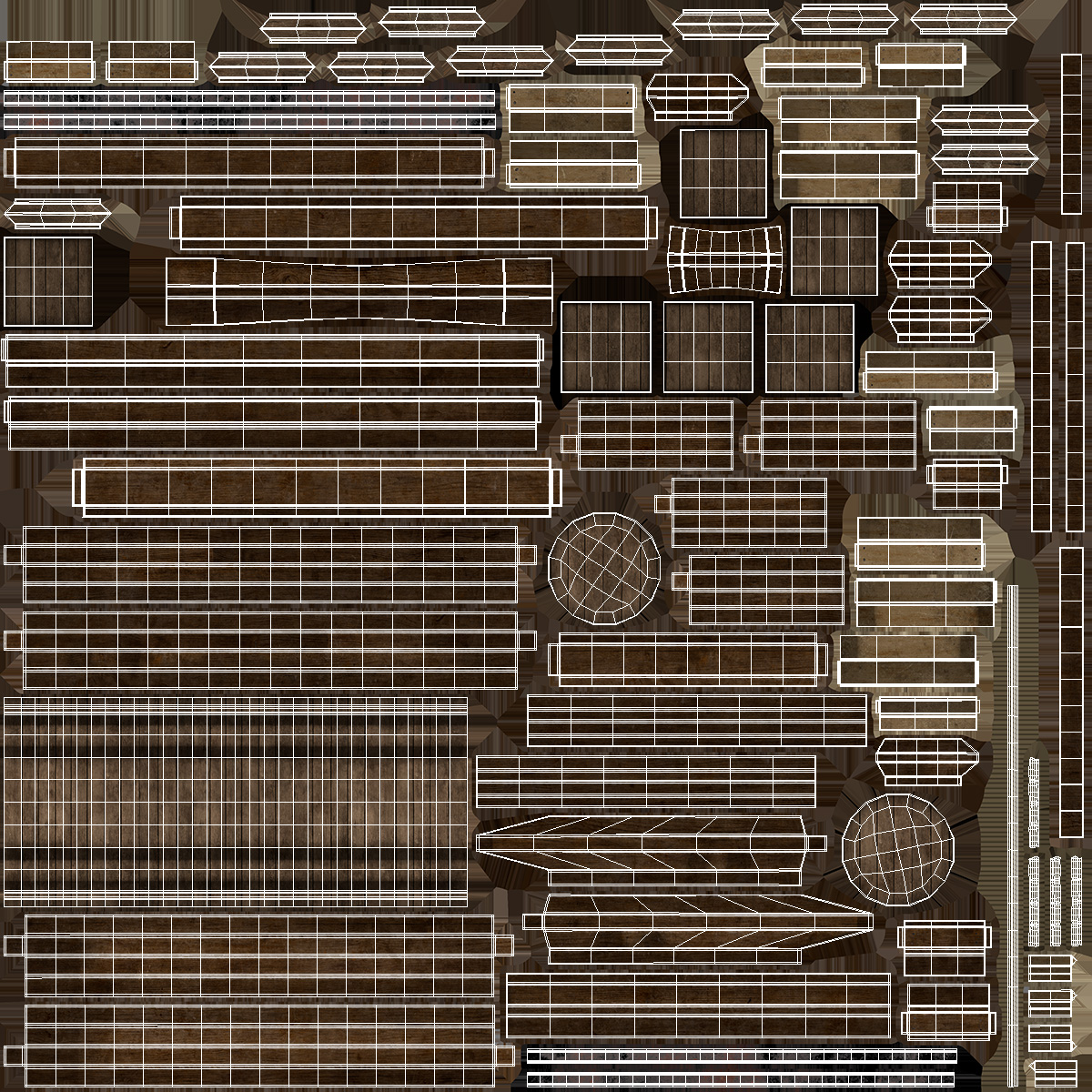 3D model Market Stall with Striped Awning and Wooden Crates