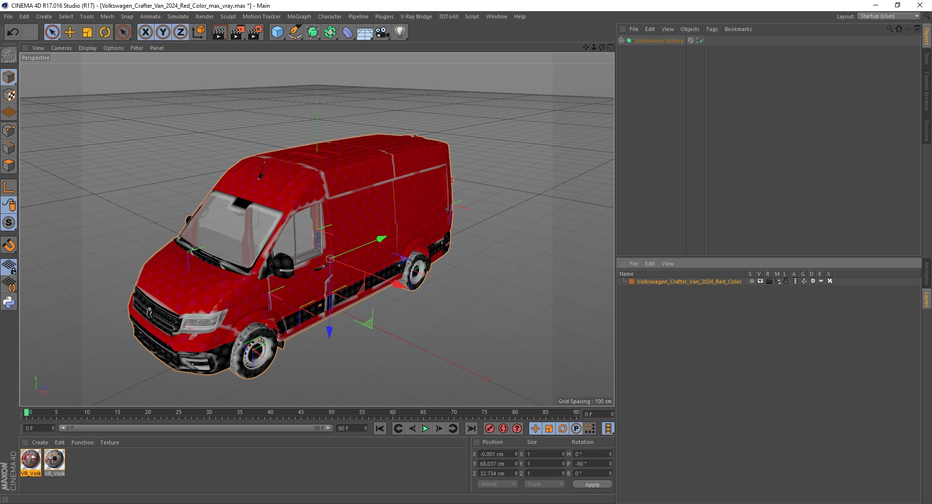 Volkswagen Crafter Van 2024 Red Color 3D
