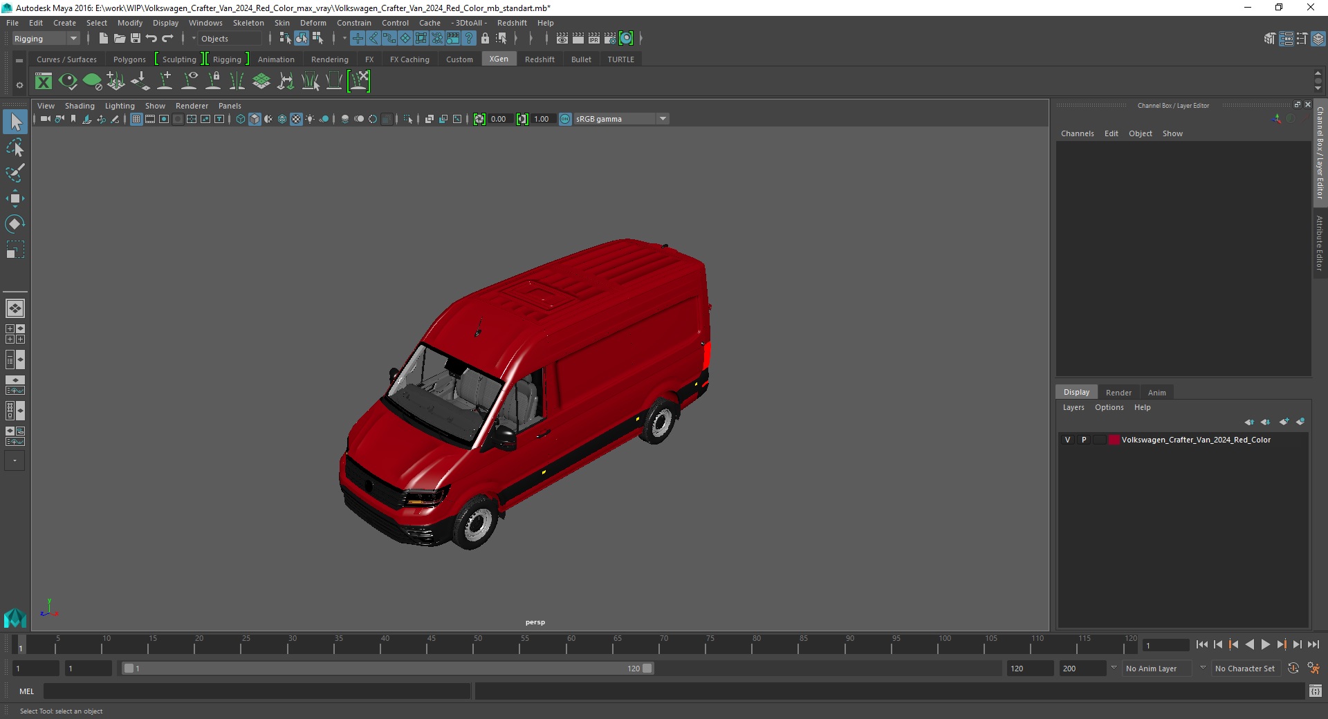 Volkswagen Crafter Van 2024 Red Color 3D