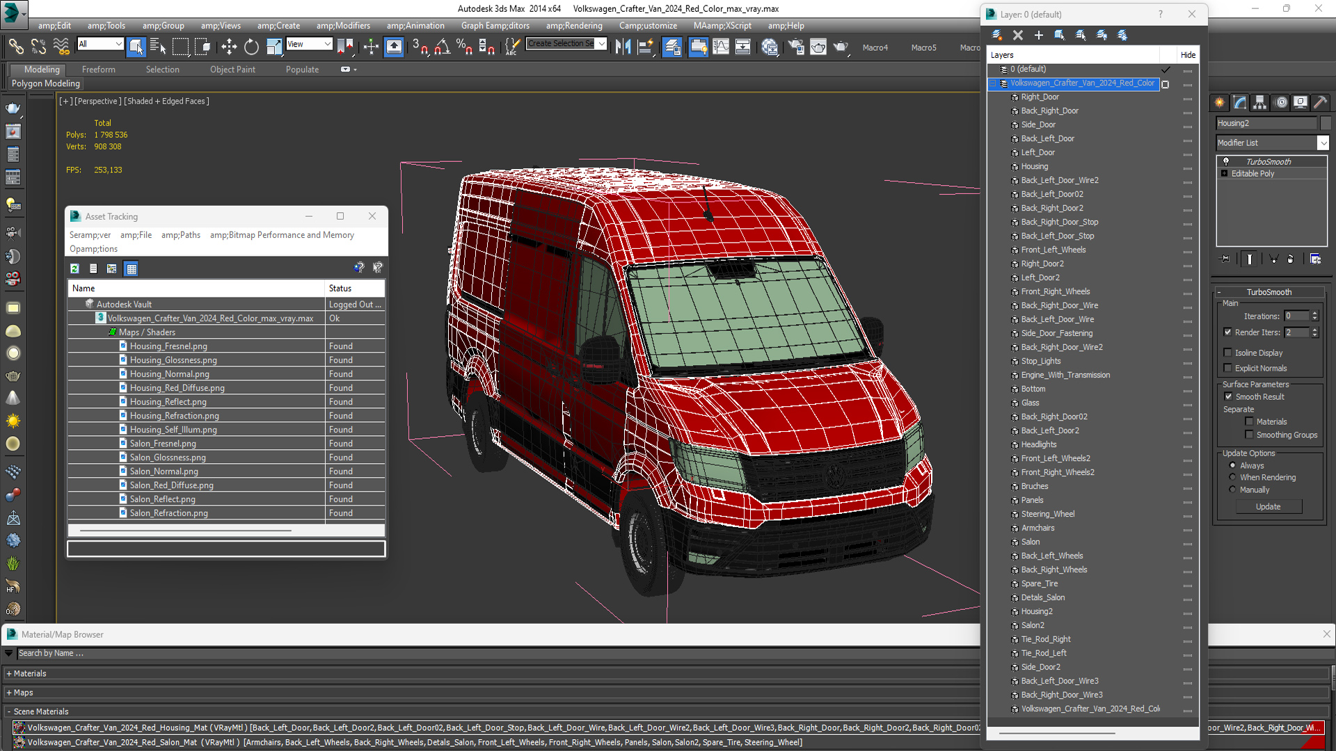 Volkswagen Crafter Van 2024 Red Color 3D