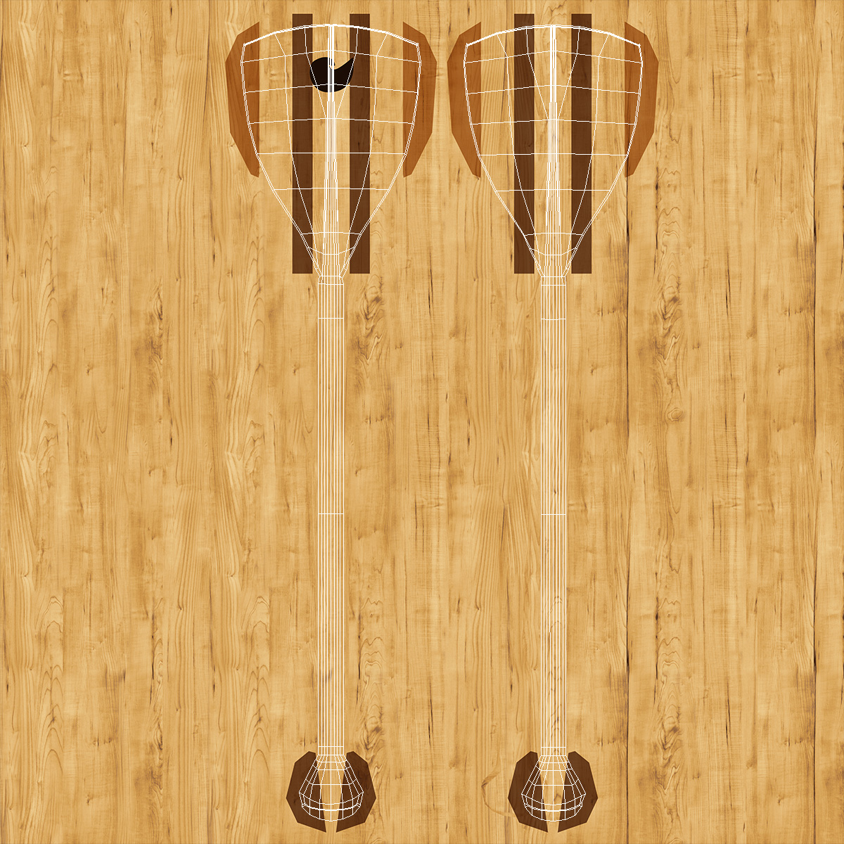 Wood Canoe Paddle 3D
