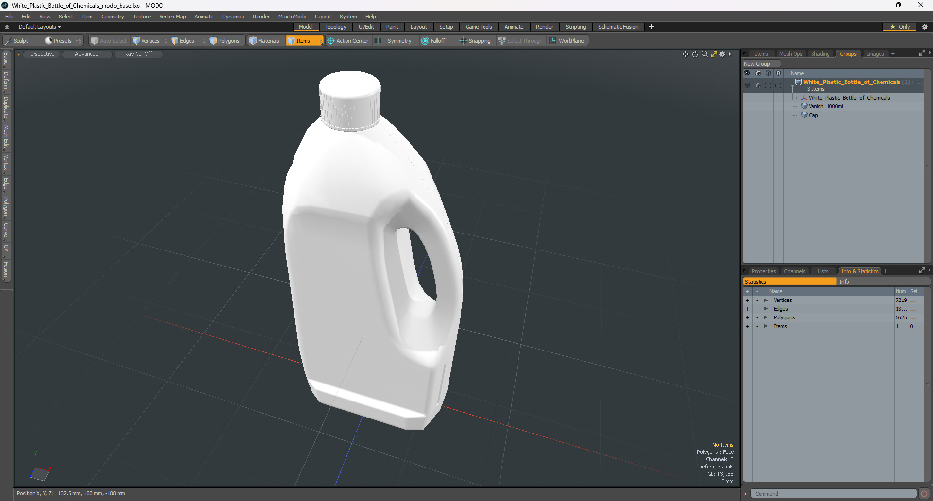 3D White Plastic Bottle of Chemicals model