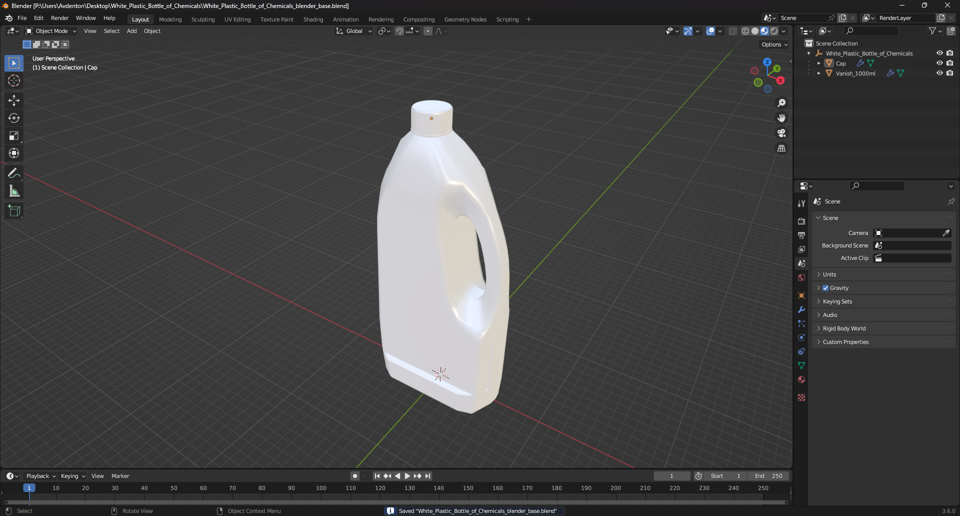 3D White Plastic Bottle of Chemicals model