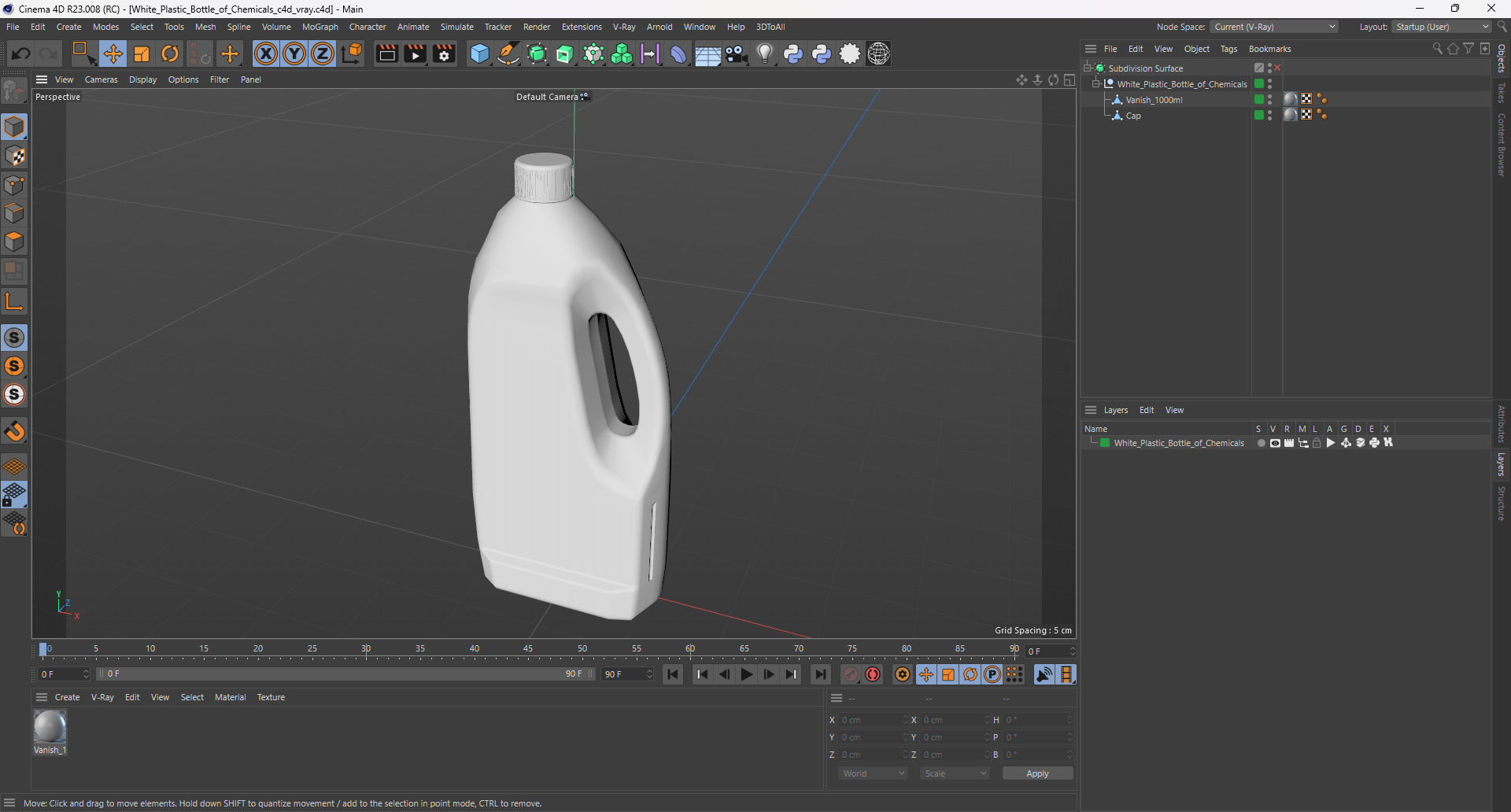 3D White Plastic Bottle of Chemicals model