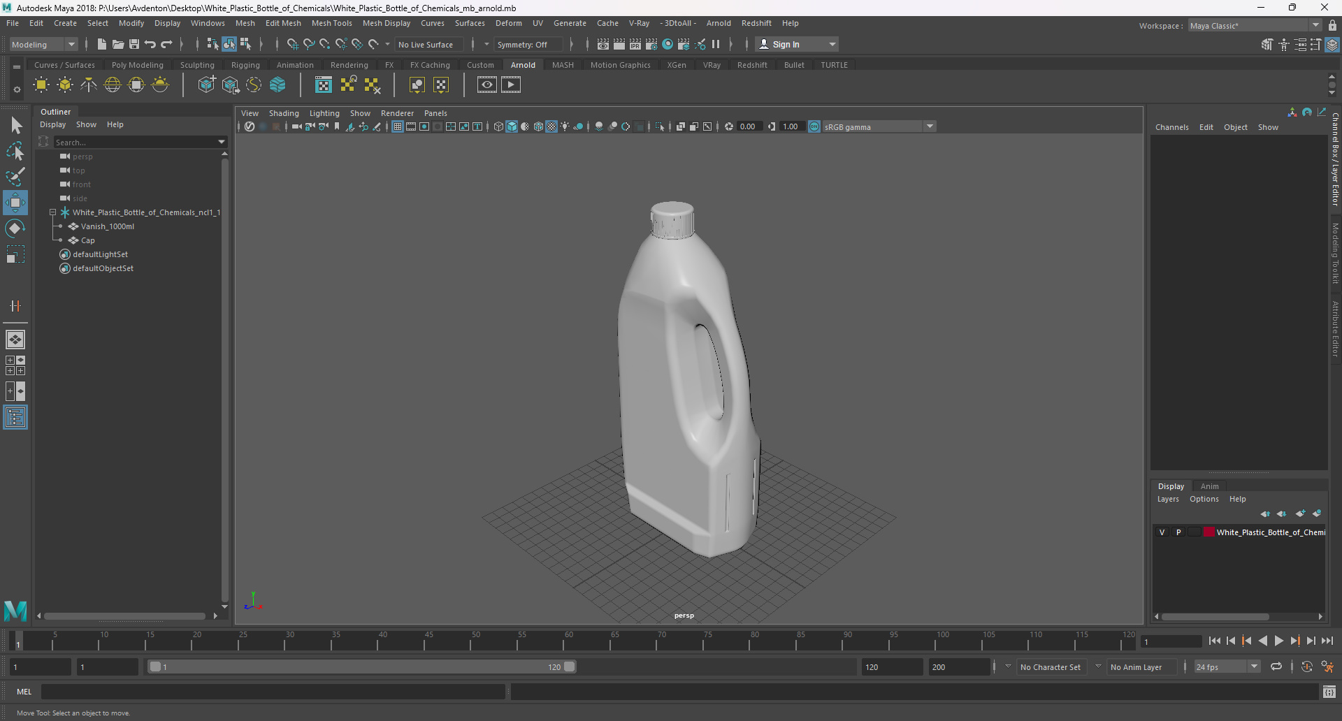 3D White Plastic Bottle of Chemicals model