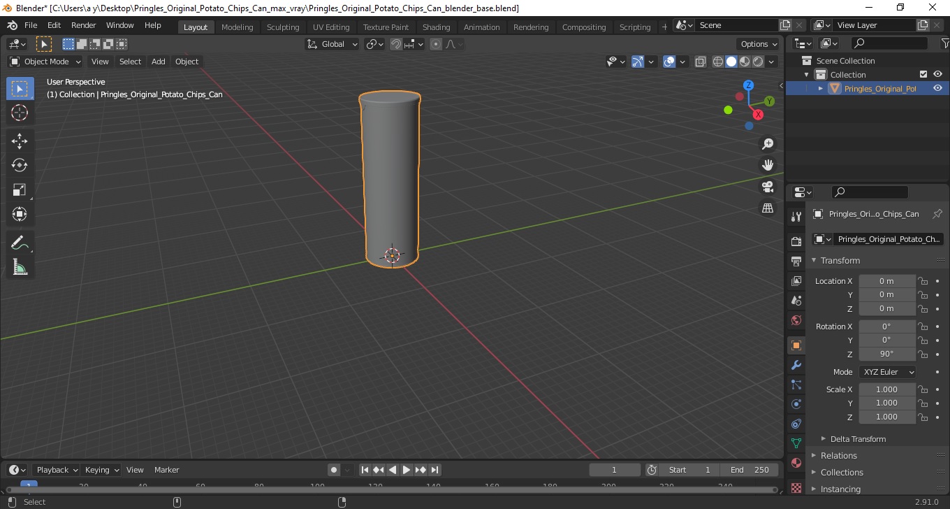 Pringles Original Potato Chips Can 3D model