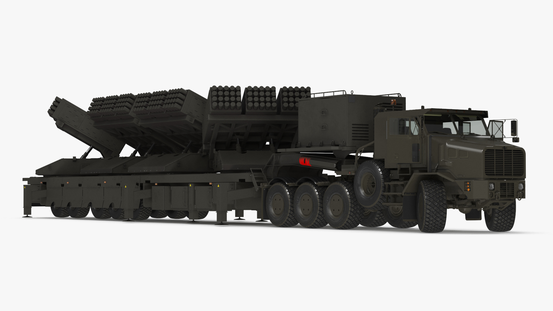 3D Jobaria Rocket Launch System with Oshkosh Transporter Green Rigged