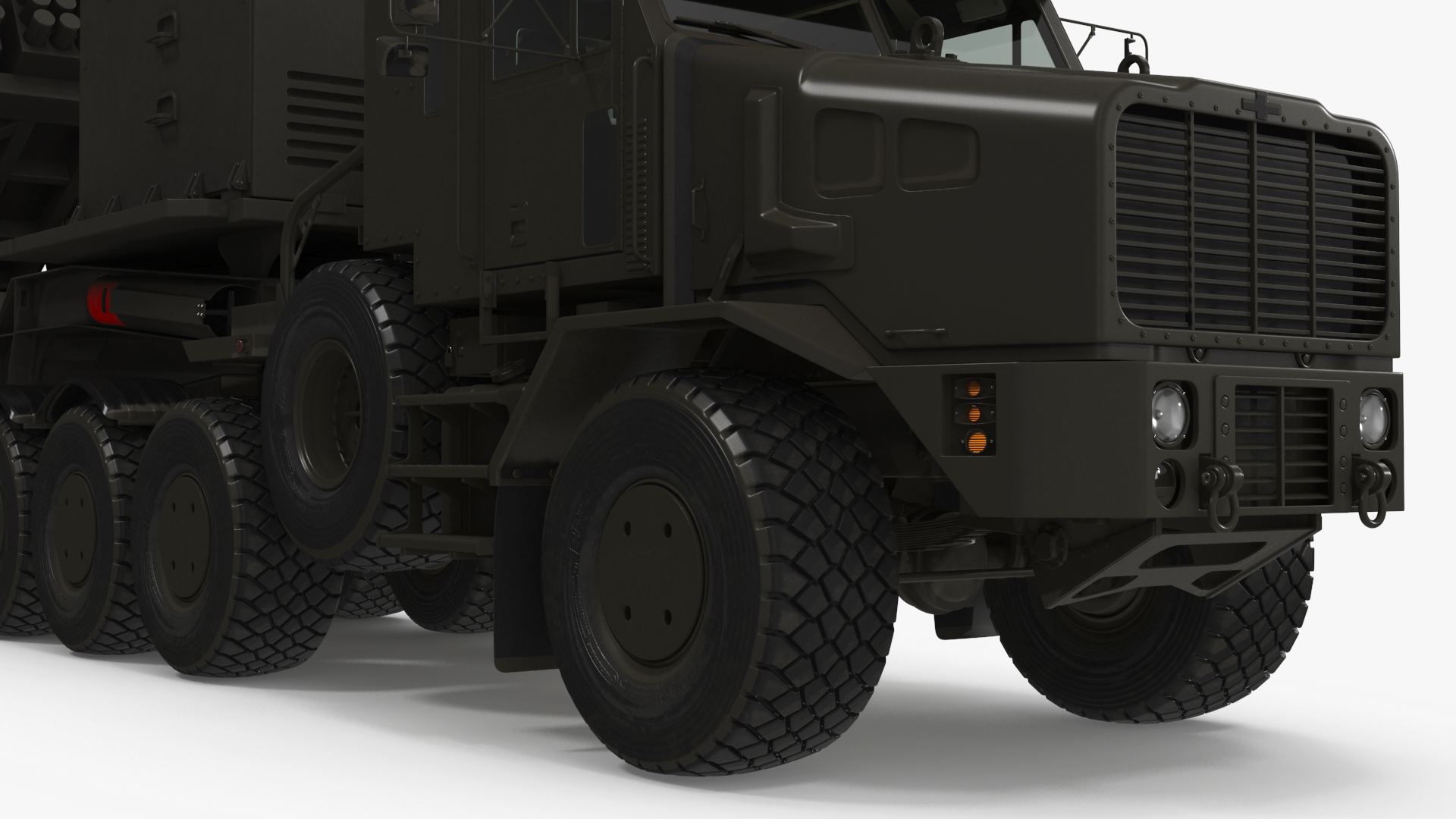 3D Jobaria Rocket Launch System with Oshkosh Transporter Green Rigged