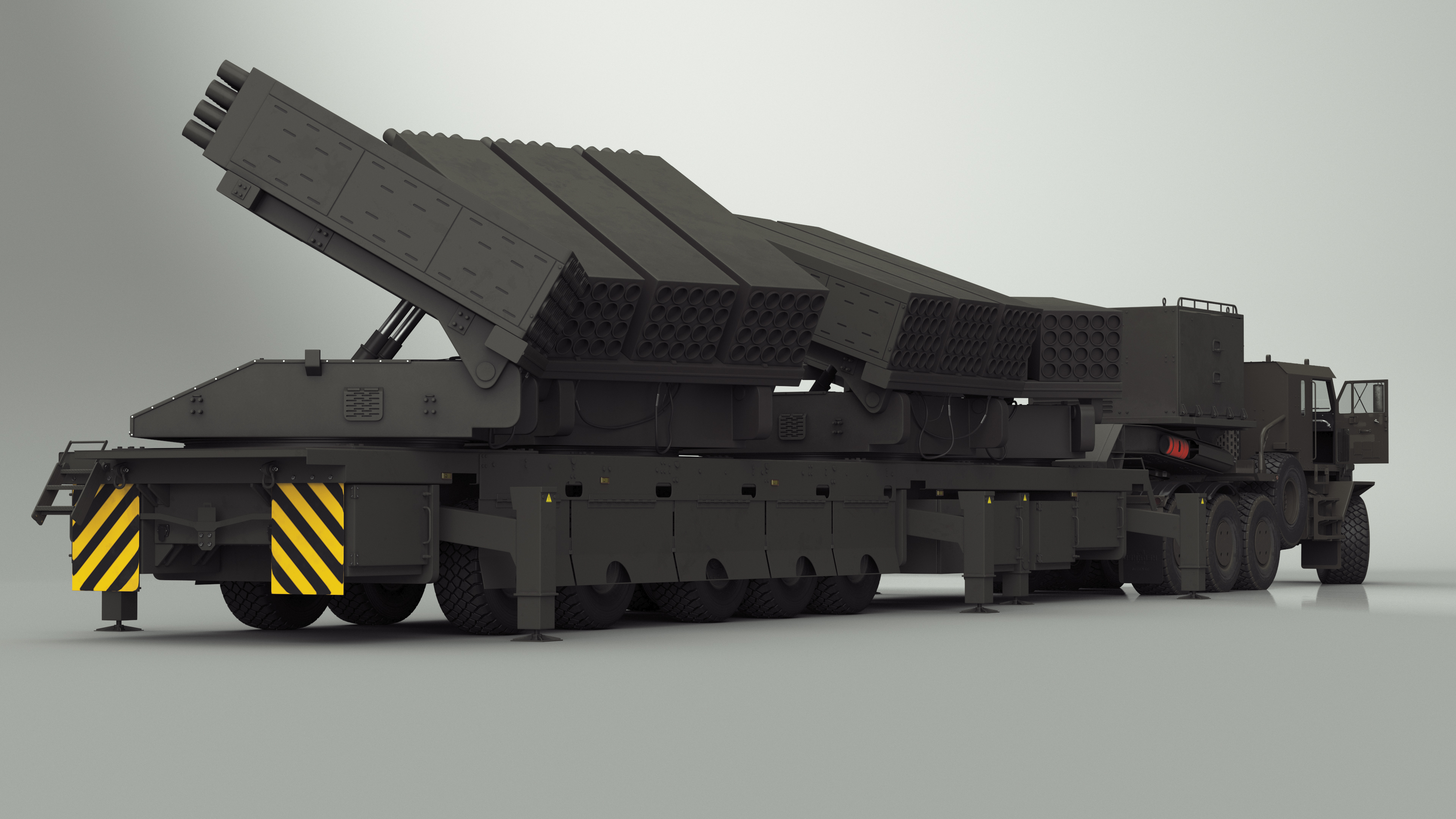 3D Jobaria Rocket Launch System with Oshkosh Transporter Green Rigged