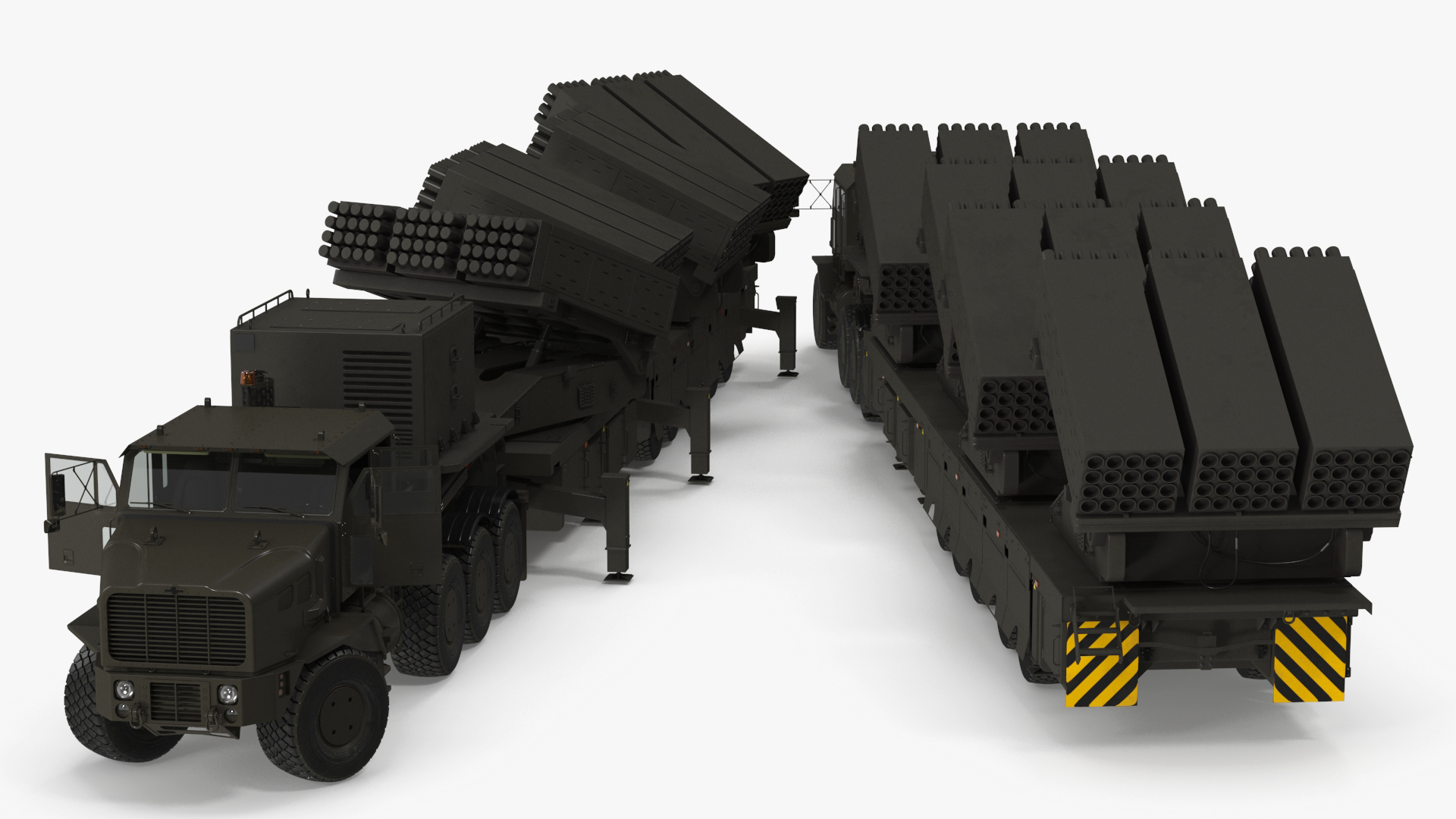 3D Jobaria Rocket Launch System with Oshkosh Transporter Green Rigged