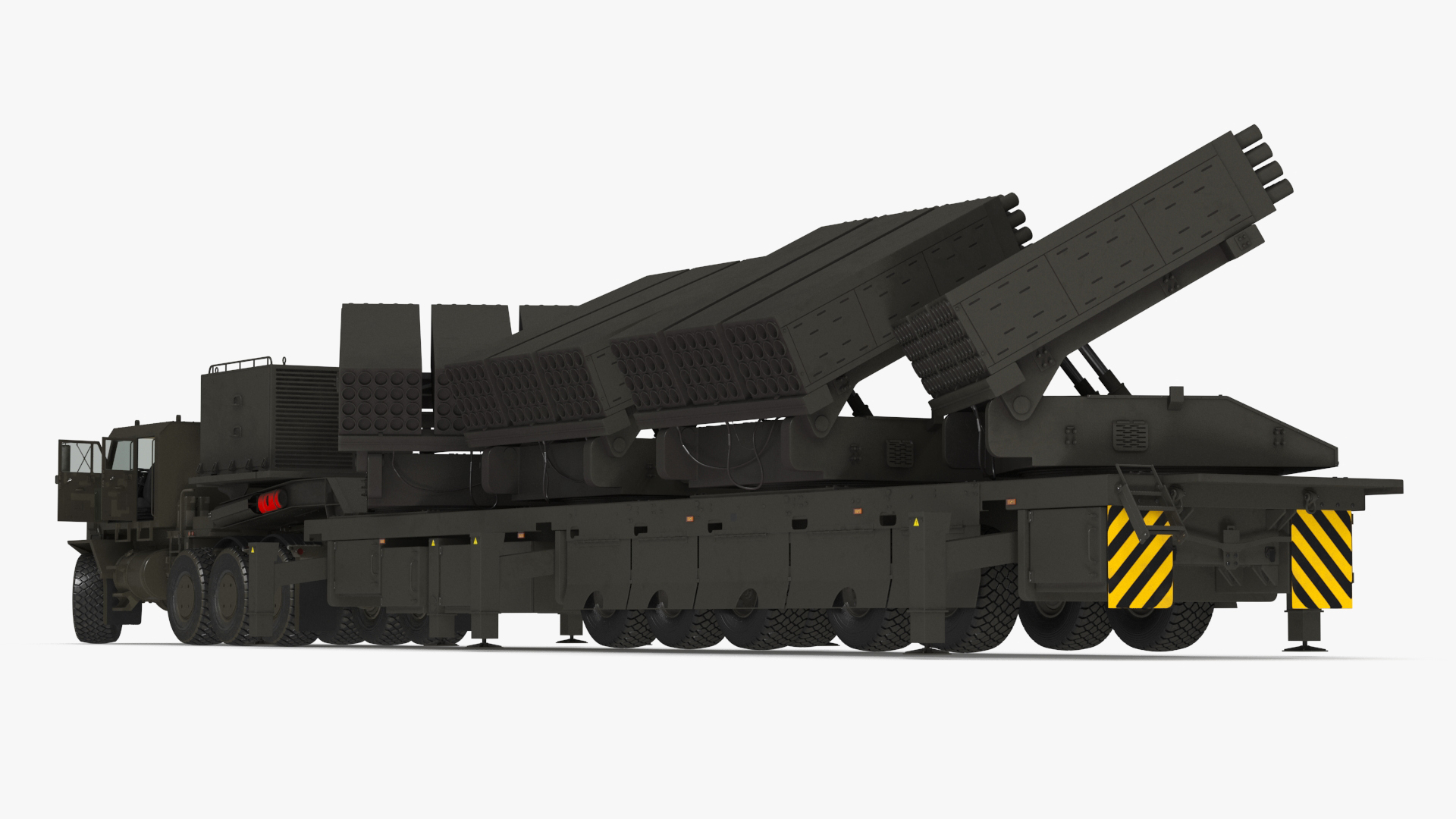 3D Jobaria Rocket Launch System with Oshkosh Transporter Green Rigged