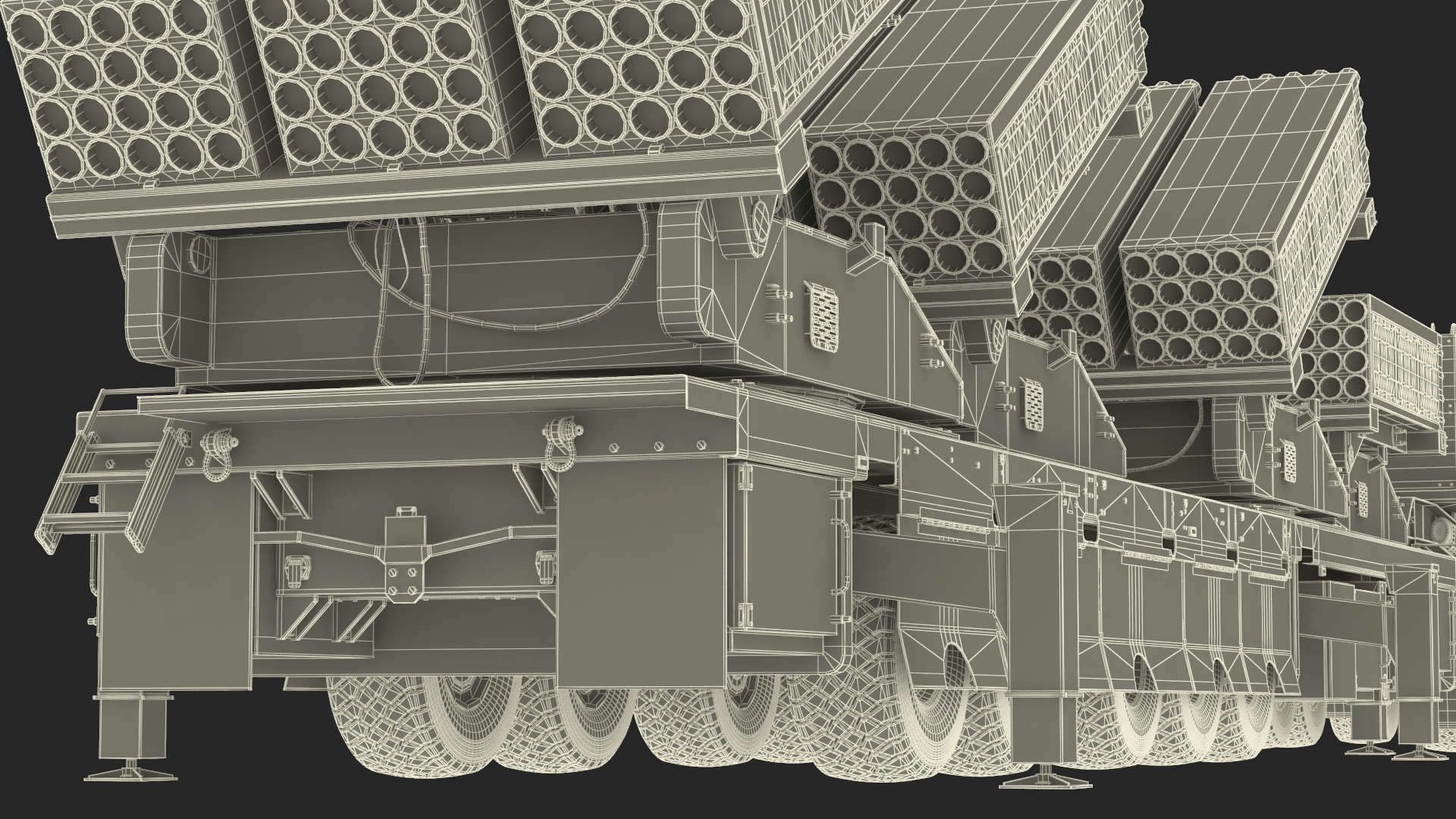 3D Jobaria Rocket Launch System with Oshkosh Transporter Green Rigged