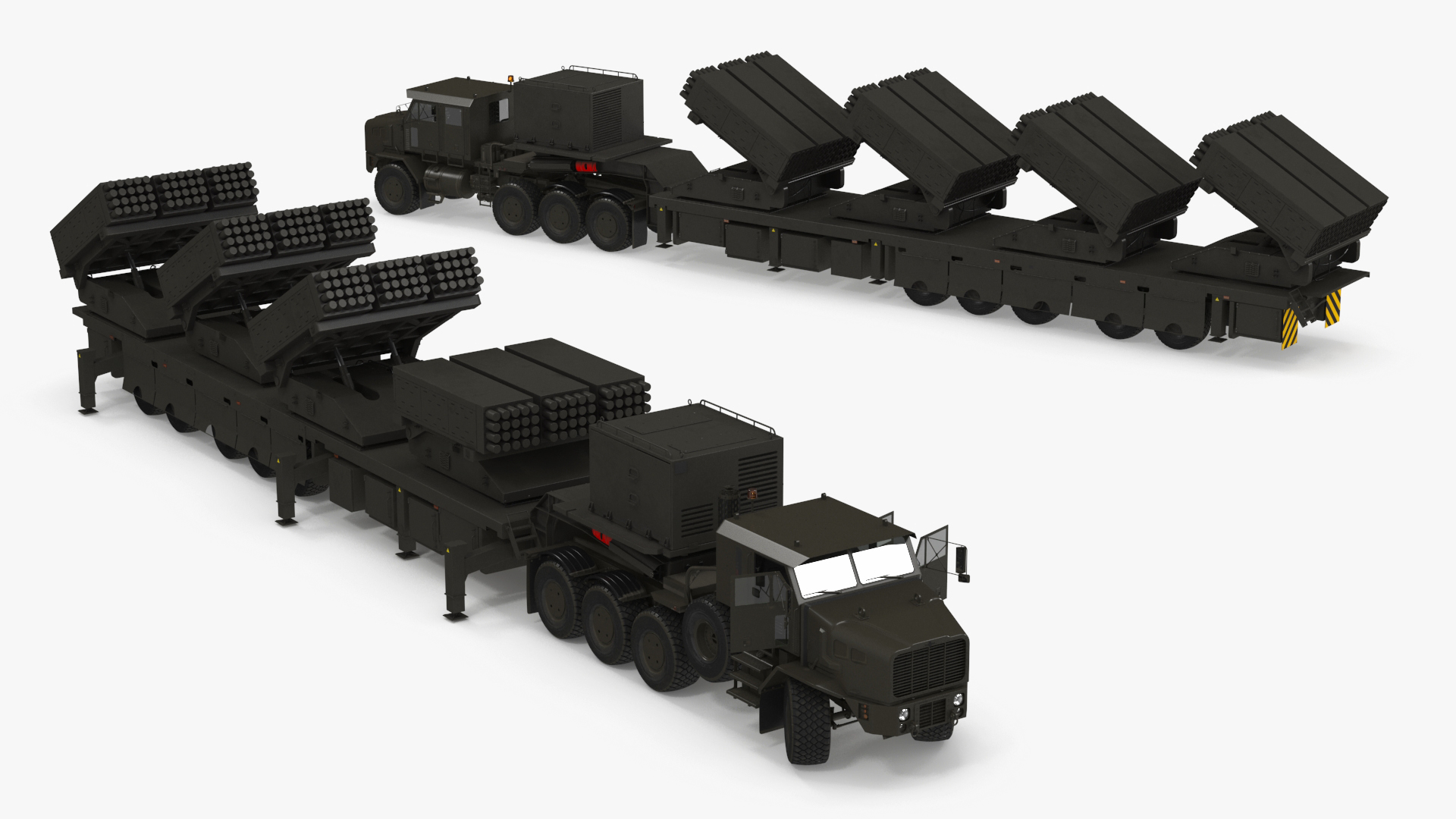 3D Jobaria Rocket Launch System with Oshkosh Transporter Green Rigged