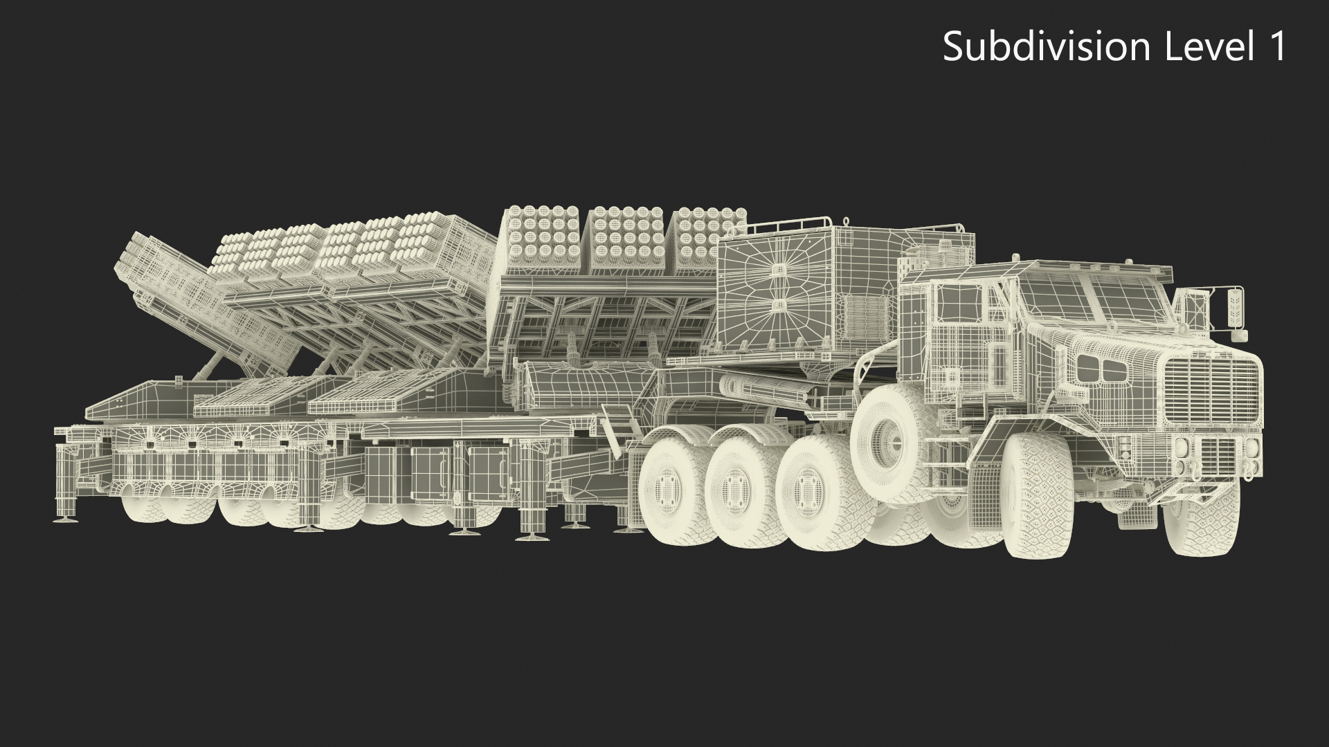 3D Jobaria Rocket Launch System with Oshkosh Transporter Green Rigged