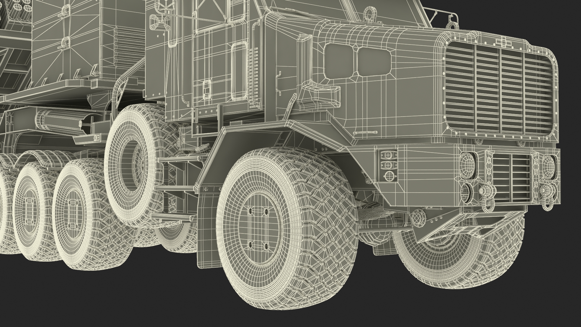 3D Jobaria Rocket Launch System with Oshkosh Transporter Green Rigged