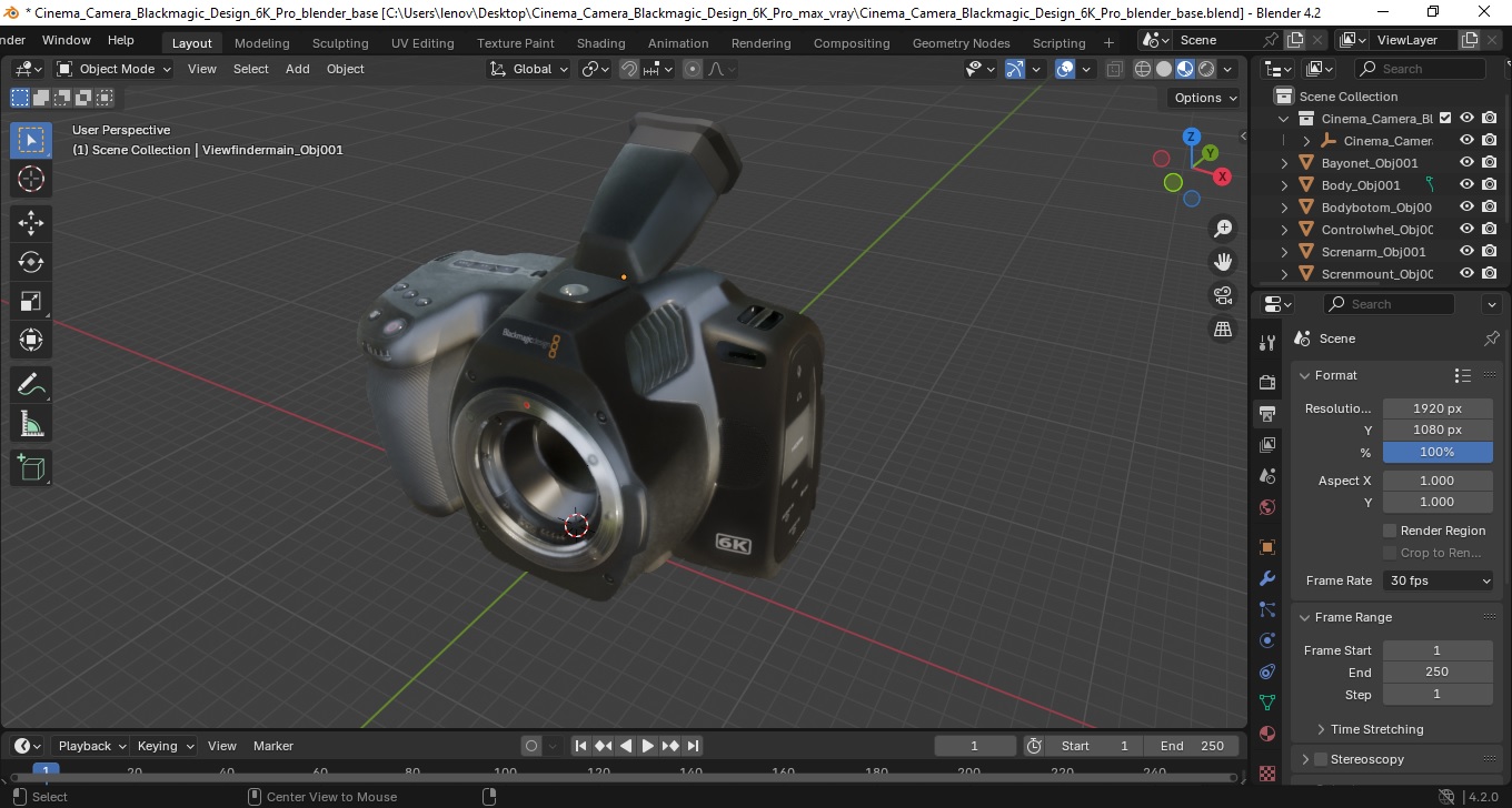 3D Cinema Camera Blackmagic Design 6K Pro model