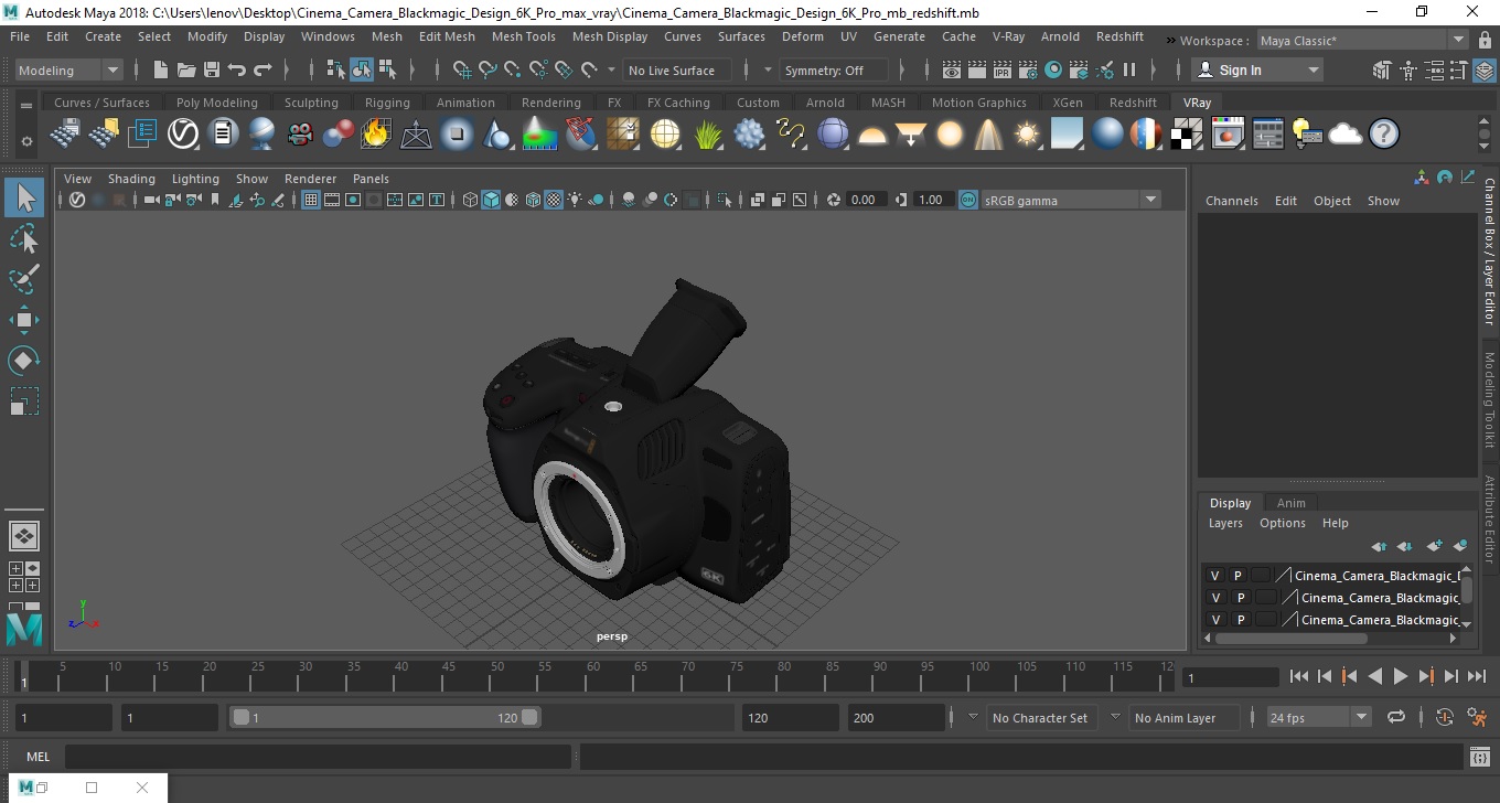 3D Cinema Camera Blackmagic Design 6K Pro model